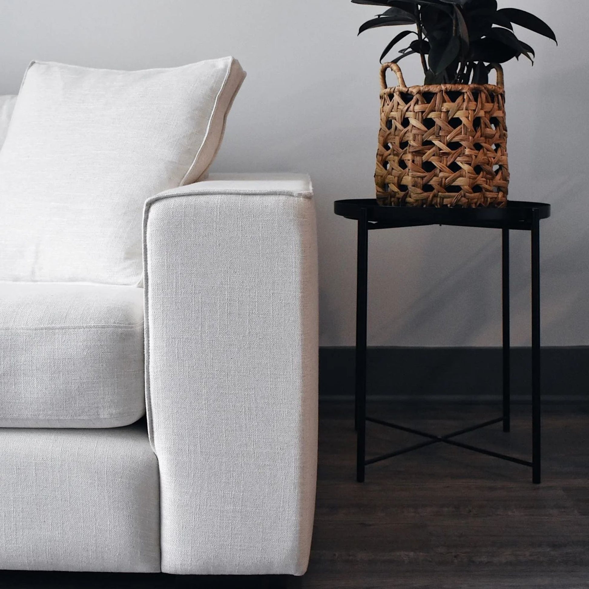 coastal white fabric sofa