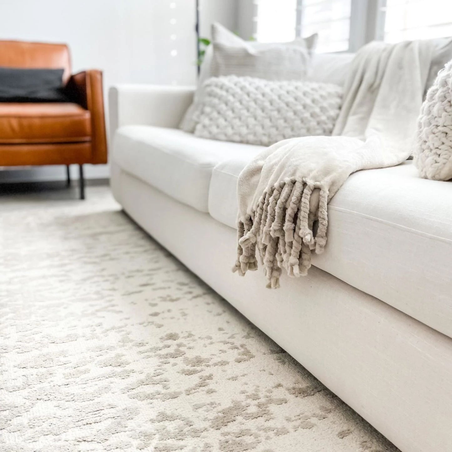 coastal white fabric sofa