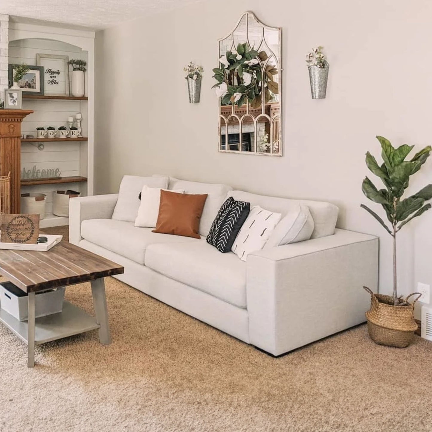 coastal white fabric sofa