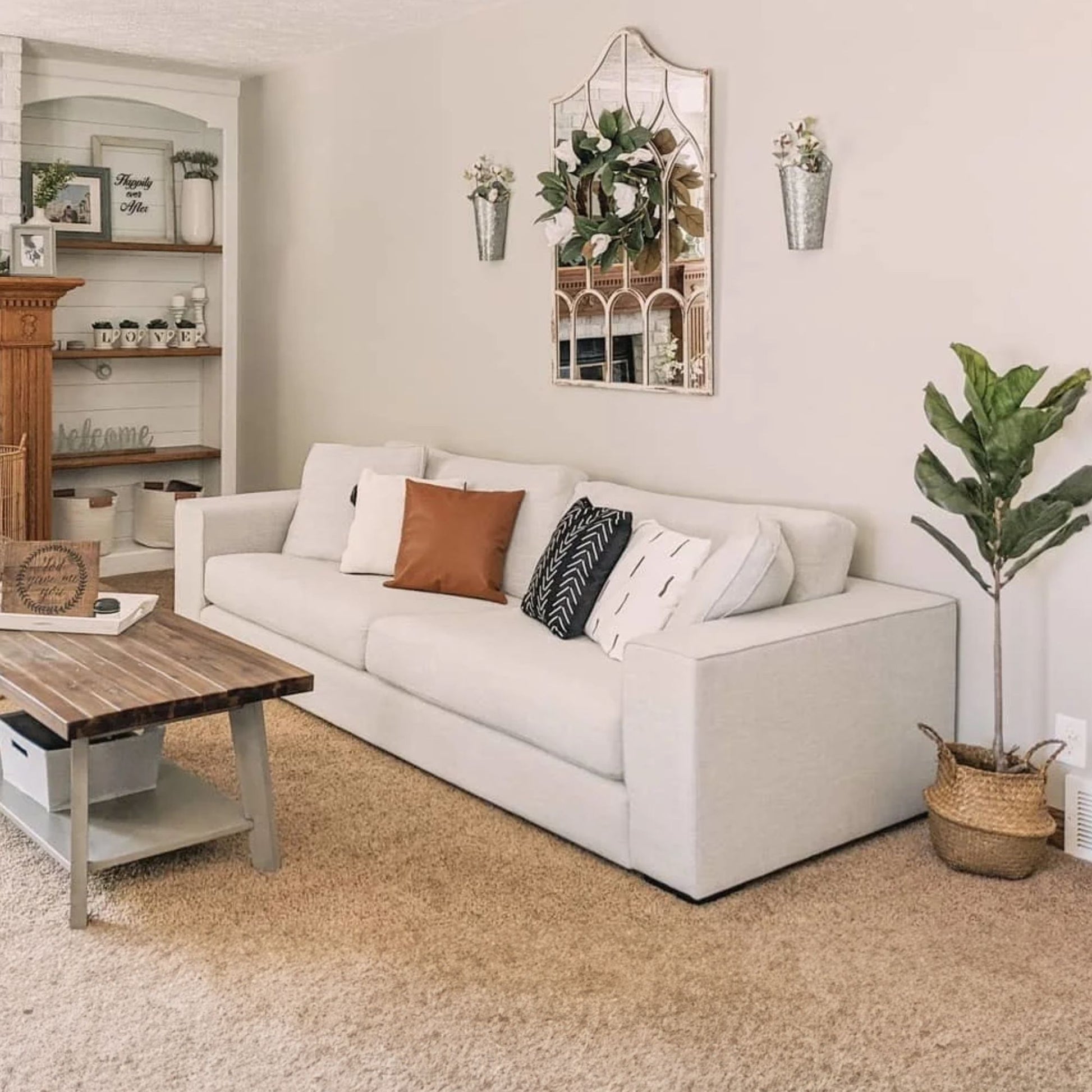 coastal white fabric sofa