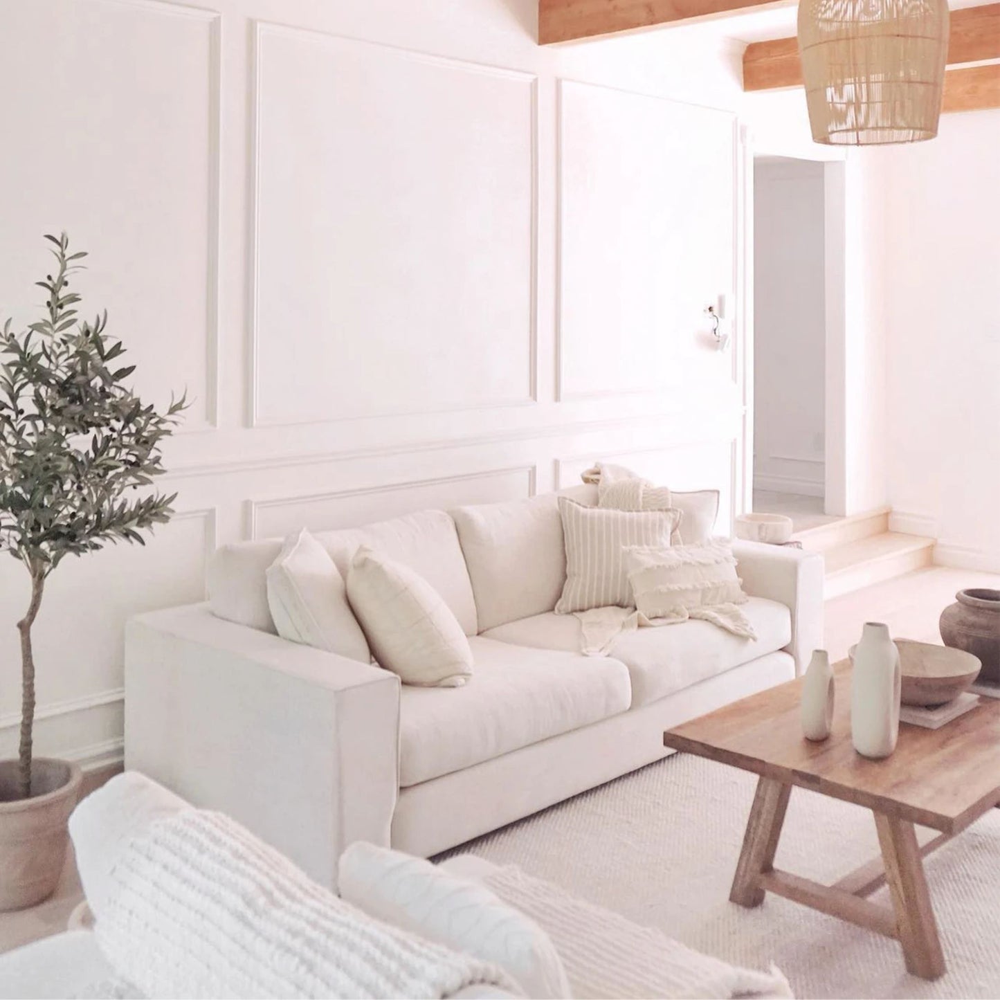 coastal white fabric sofa