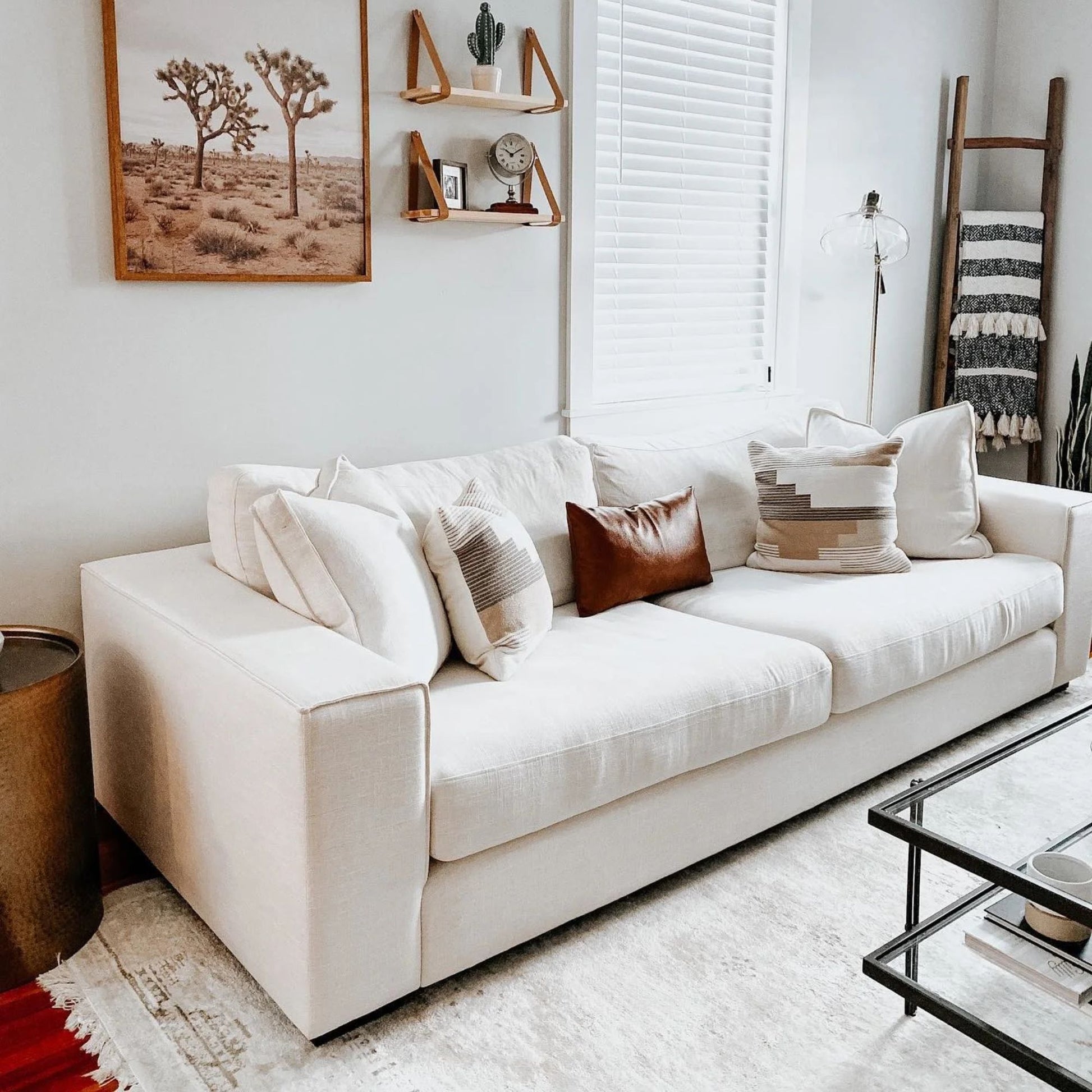 coastal white fabric sofa