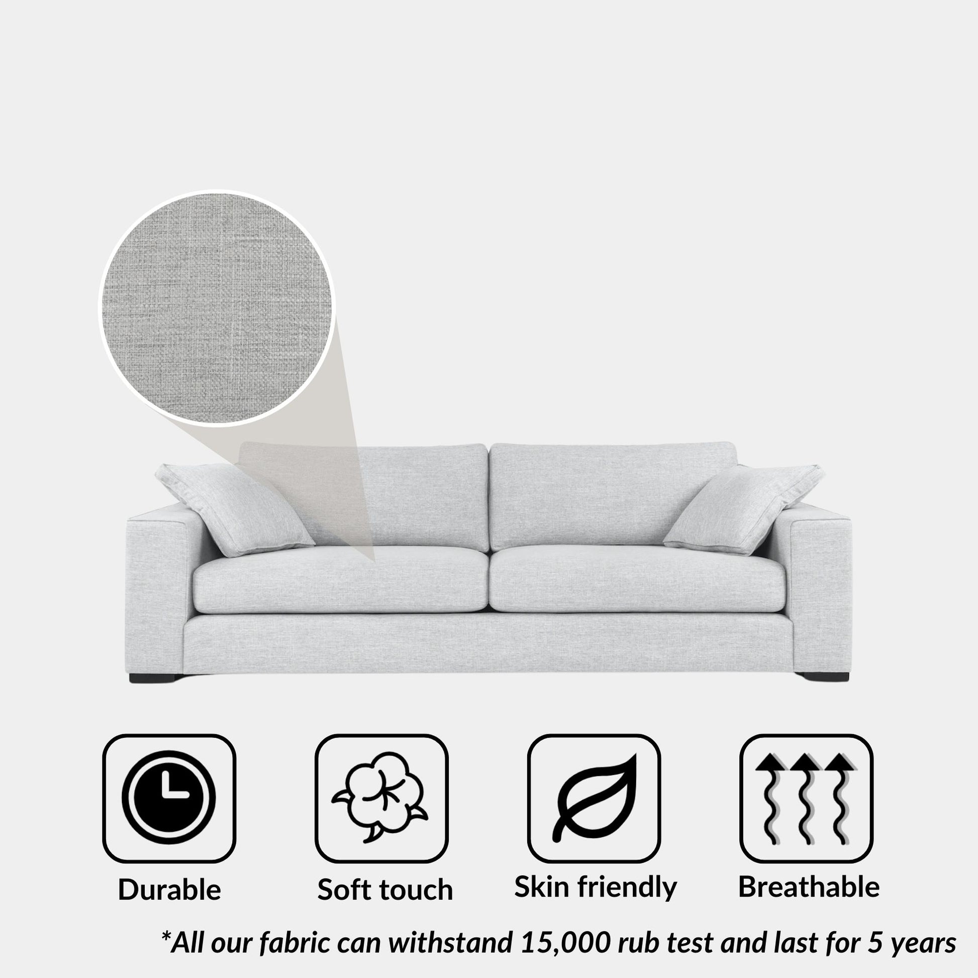 coastal grey fabric sofa