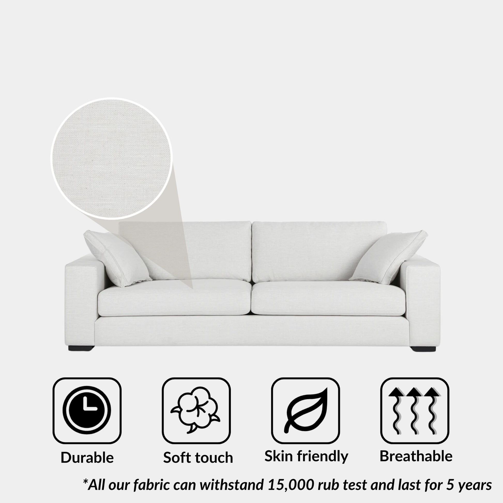 coastal white fabric sofa