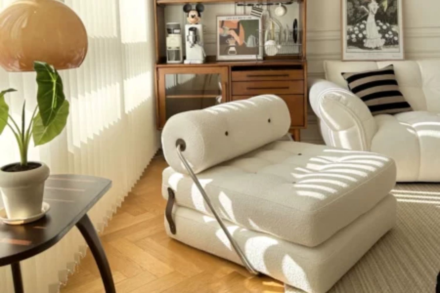 Cob white fabric sofa bed in real homes