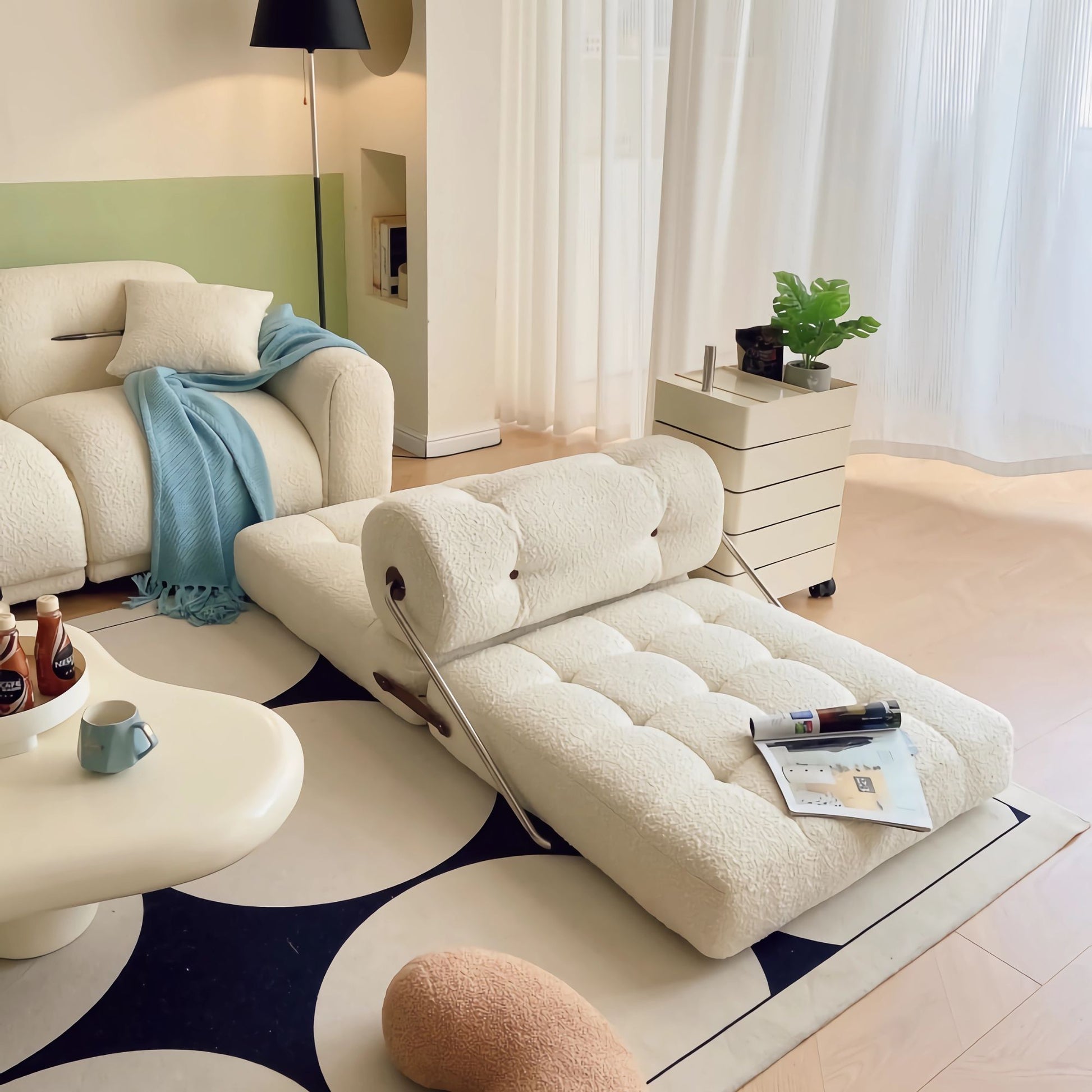 Cob fabric sofa bed white