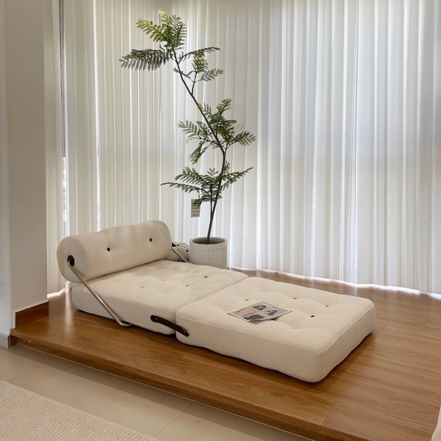 Cob fabric sofa bed white