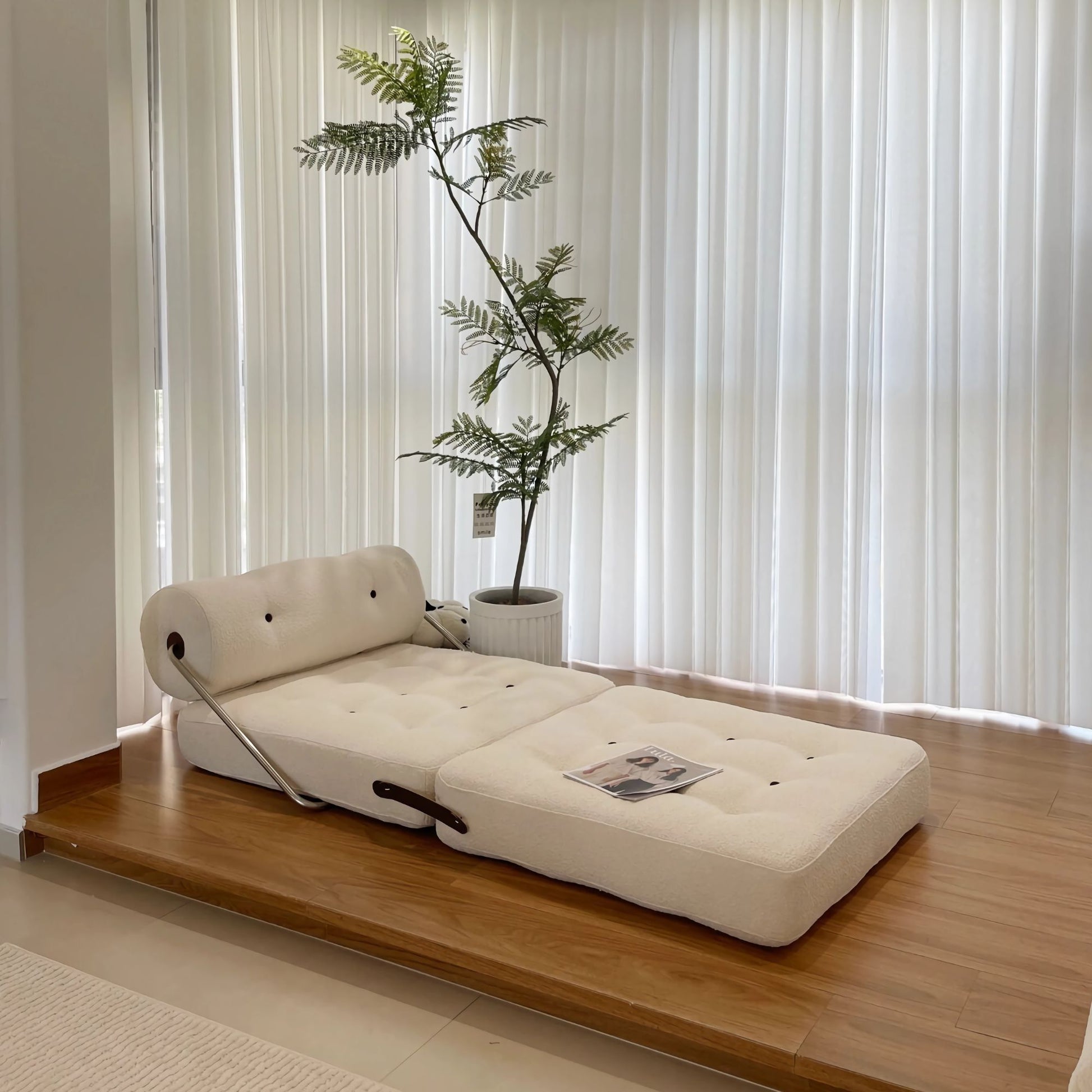 Cob fabric sofa bed white
