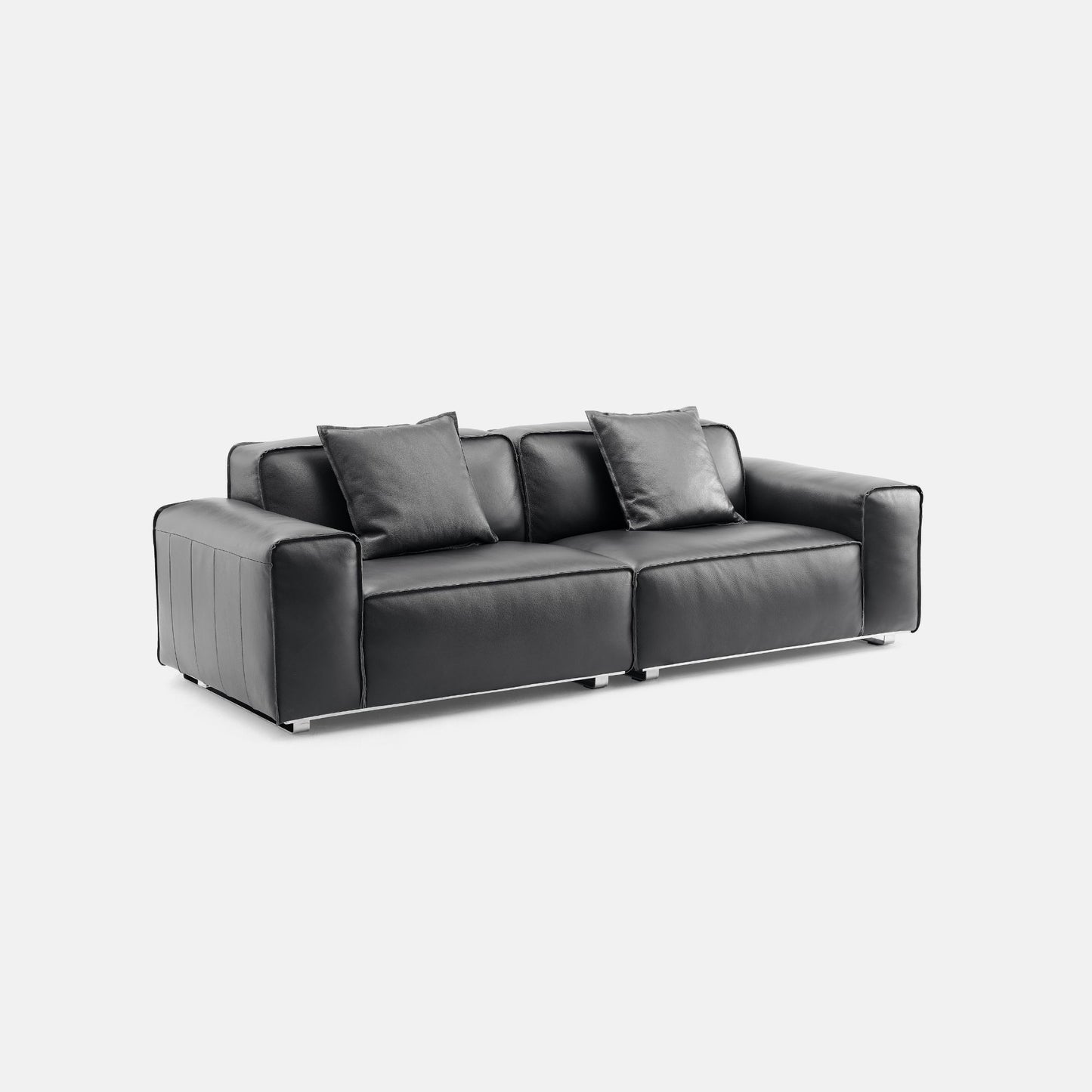 Colby black top grain half leather 2 seat sofa