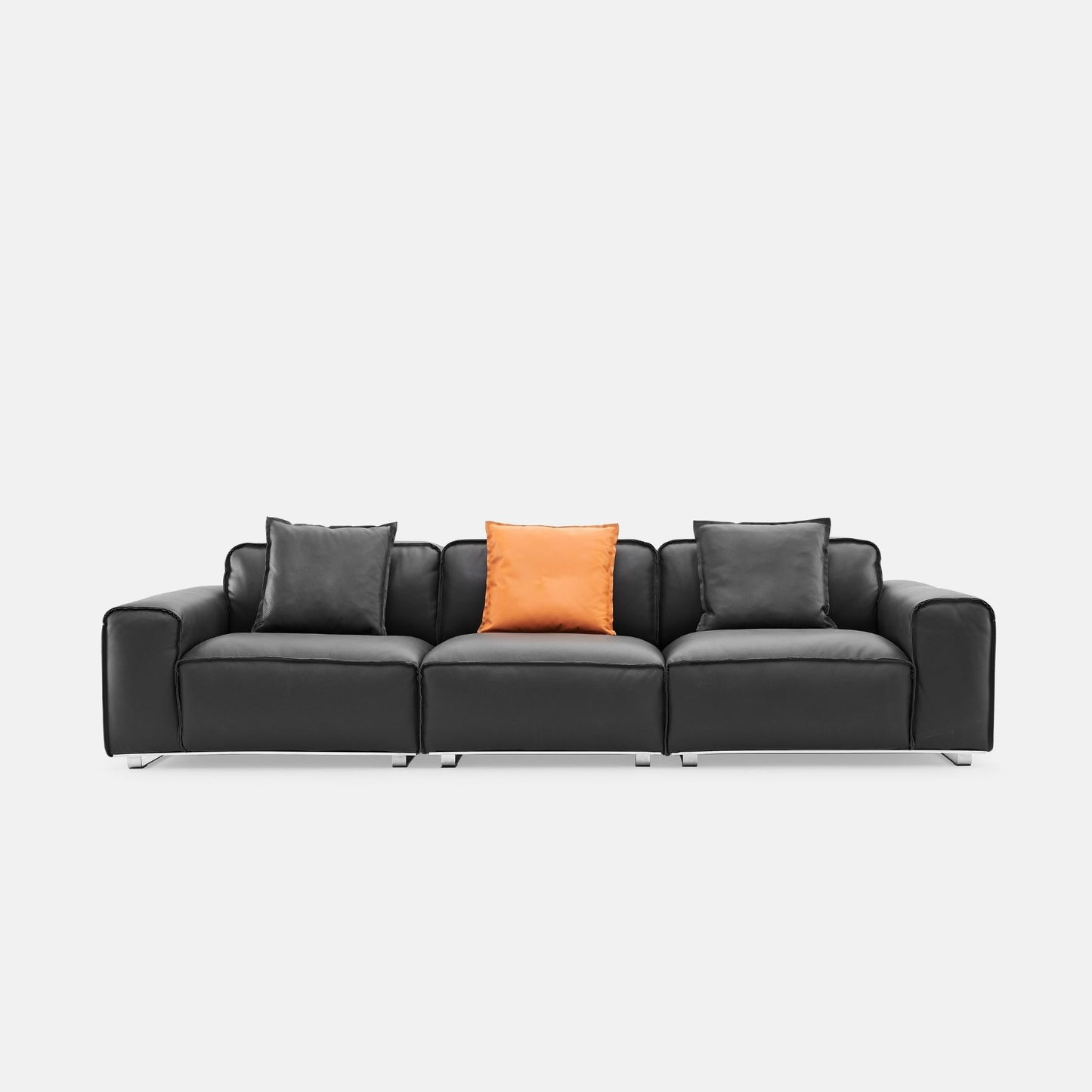 Colby black top grain half leather 3 seat sofa