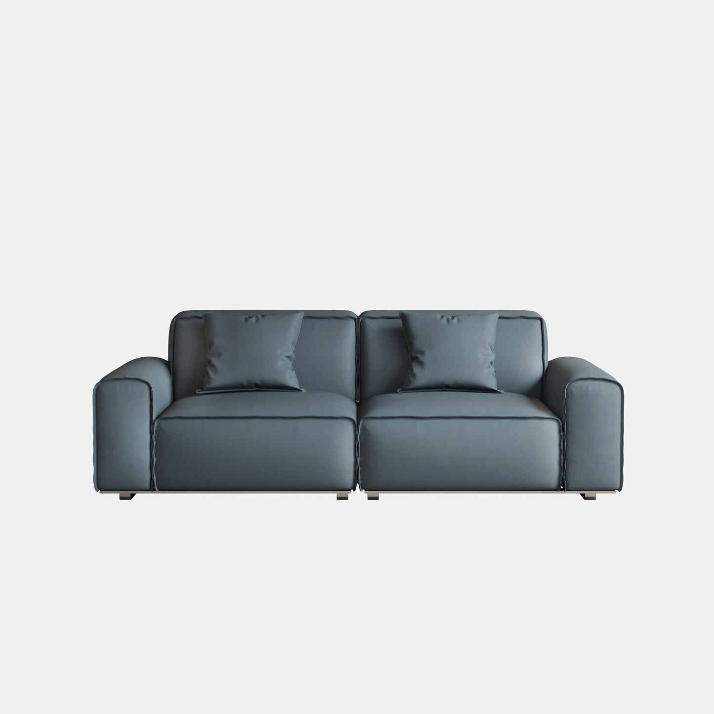 Colby blue top grain half leather 2 seat sofa