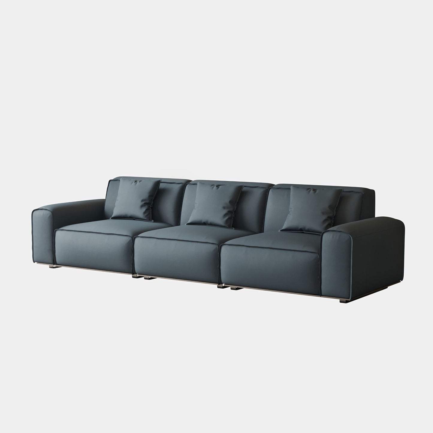 Colby blue top grain half leather 3 seat sofa