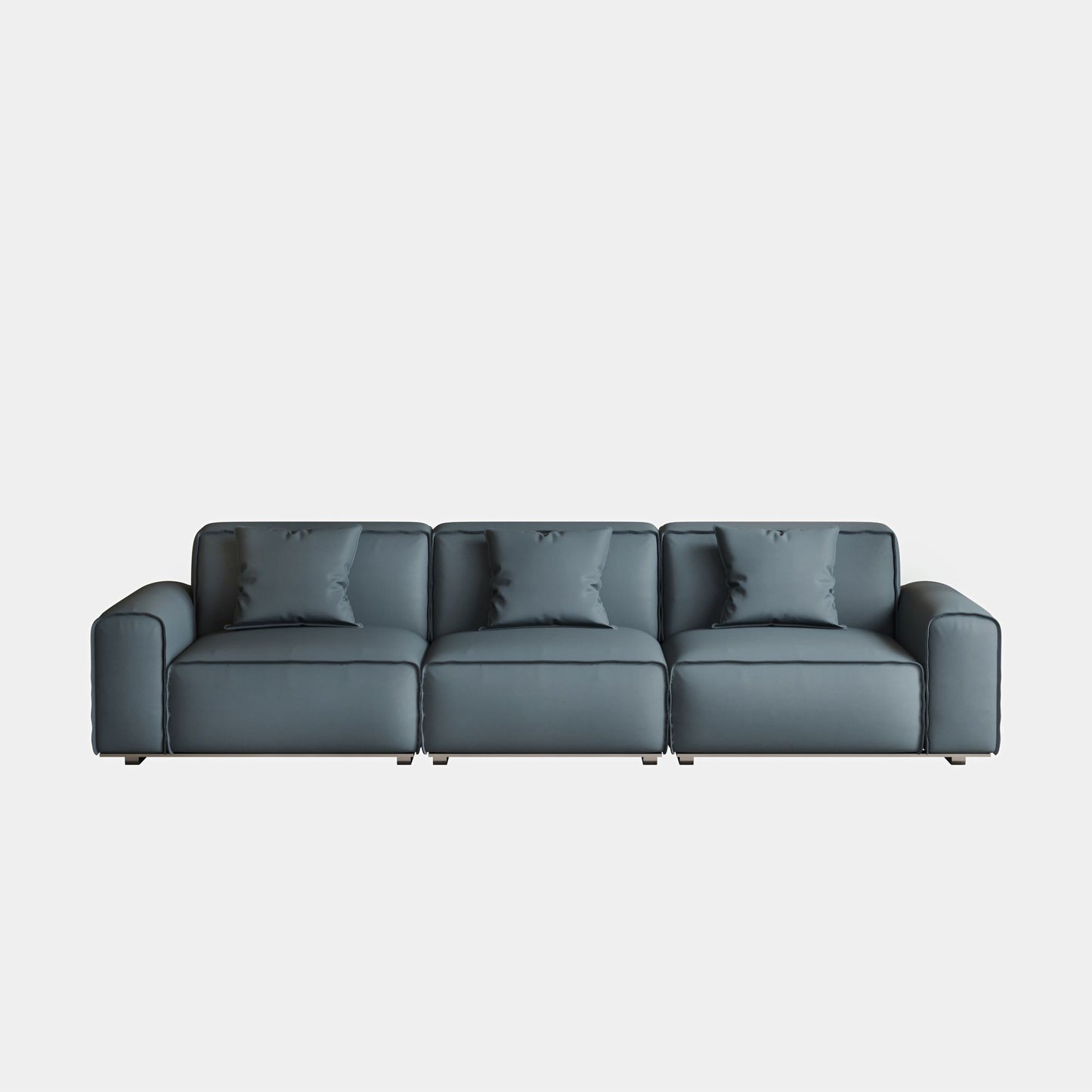 Colby blue top grain half leather 3 seat sofa