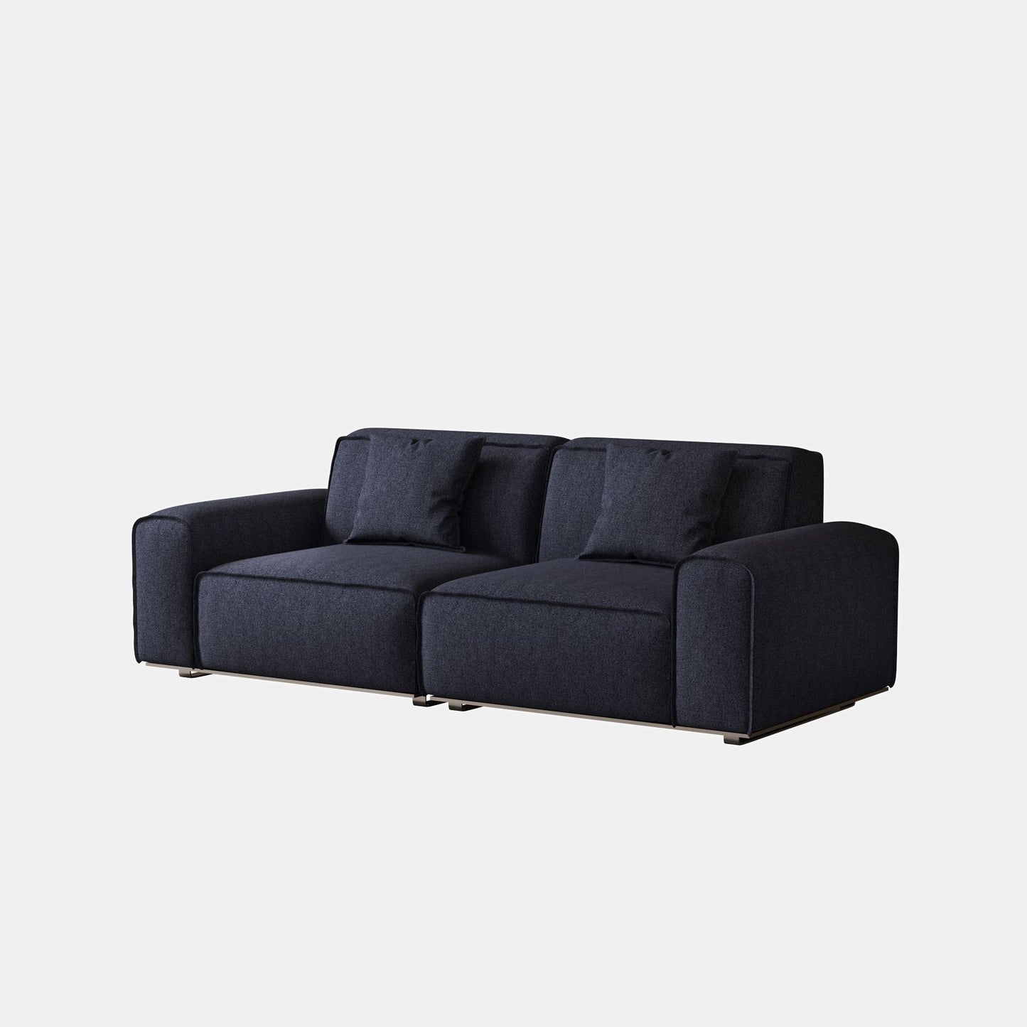 Colby dark blue polyester blend 2 seat fabric sofa