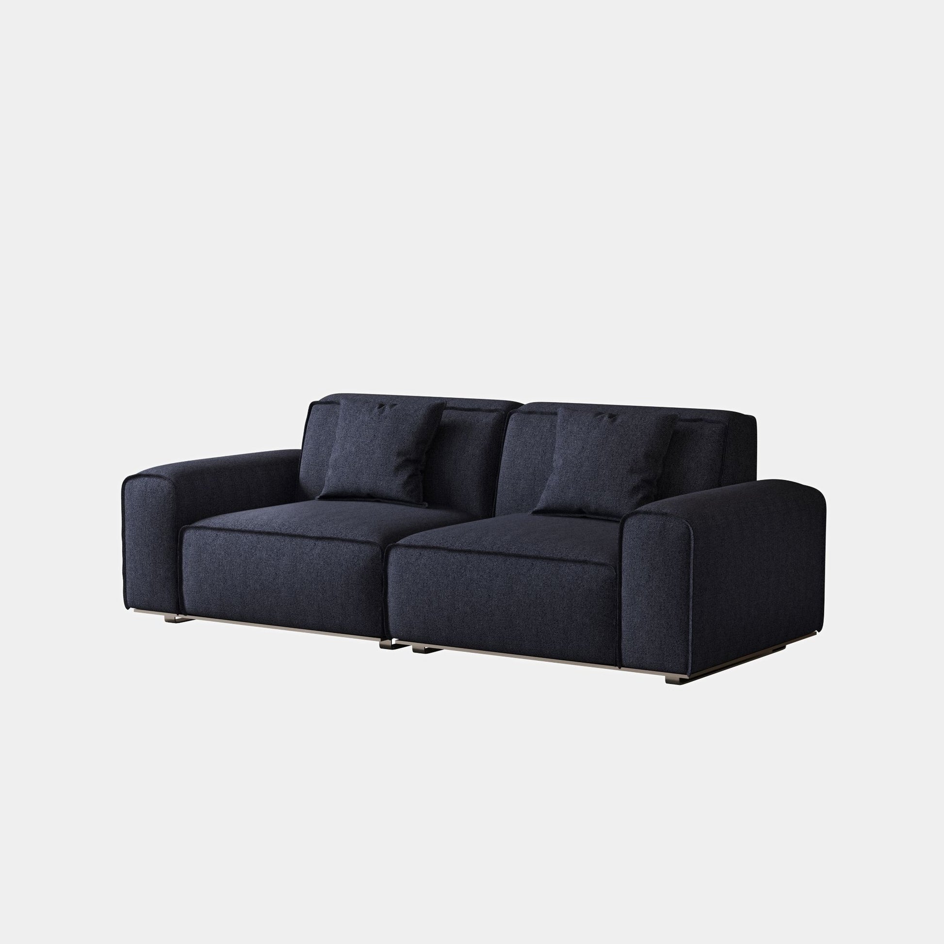 Colby dark blue polyester blend 2 seat fabric sofa