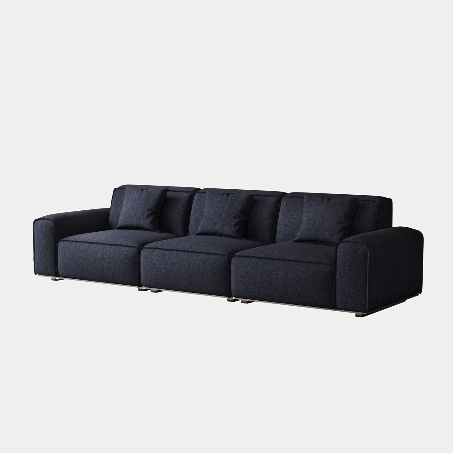 Colby dark blue polyester blend 3 seat fabric sofa