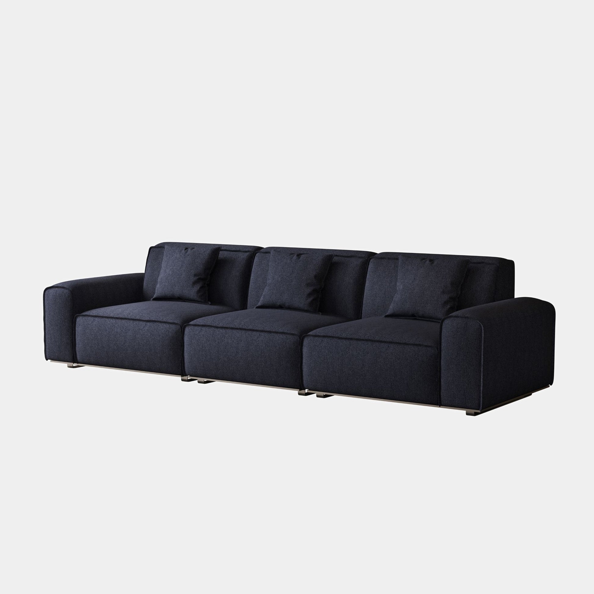 Colby dark blue polyester blend 3 seat fabric sofa