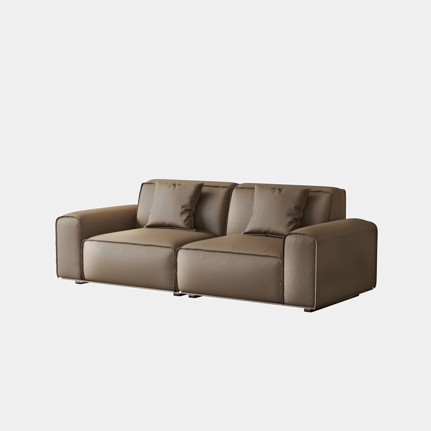 Colby dark brown top grain half leather 2 seat sofa