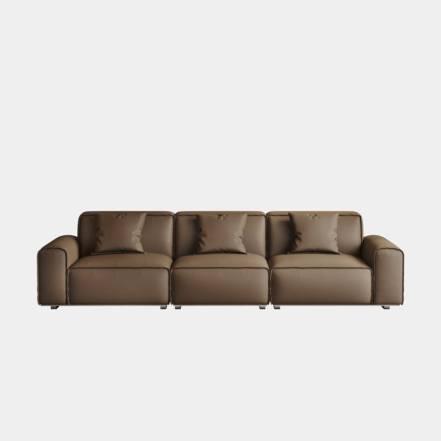 Colby dark brown top grain half leather 3 seat sofa