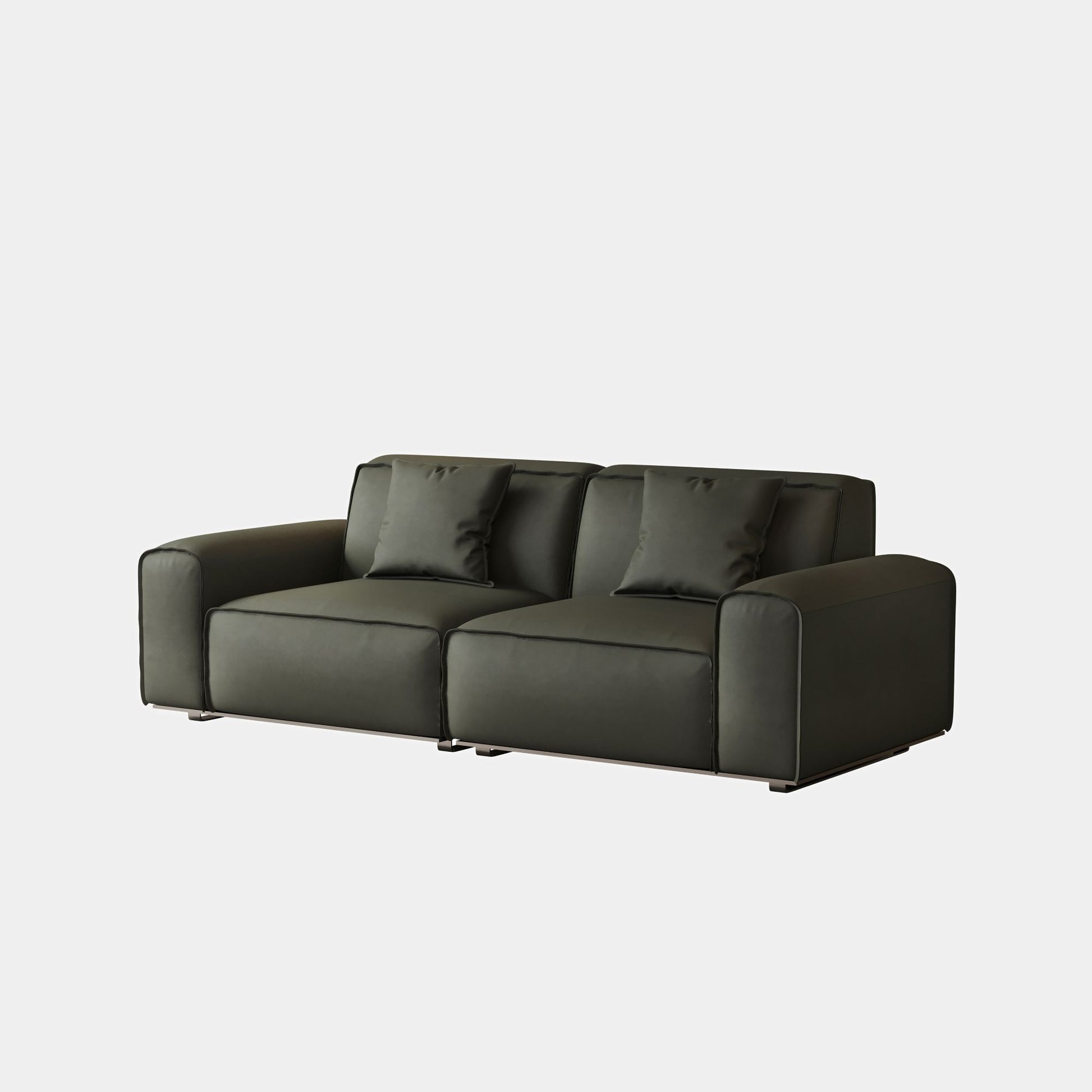 Colby dark green top grain half leather 2 seat sofa
