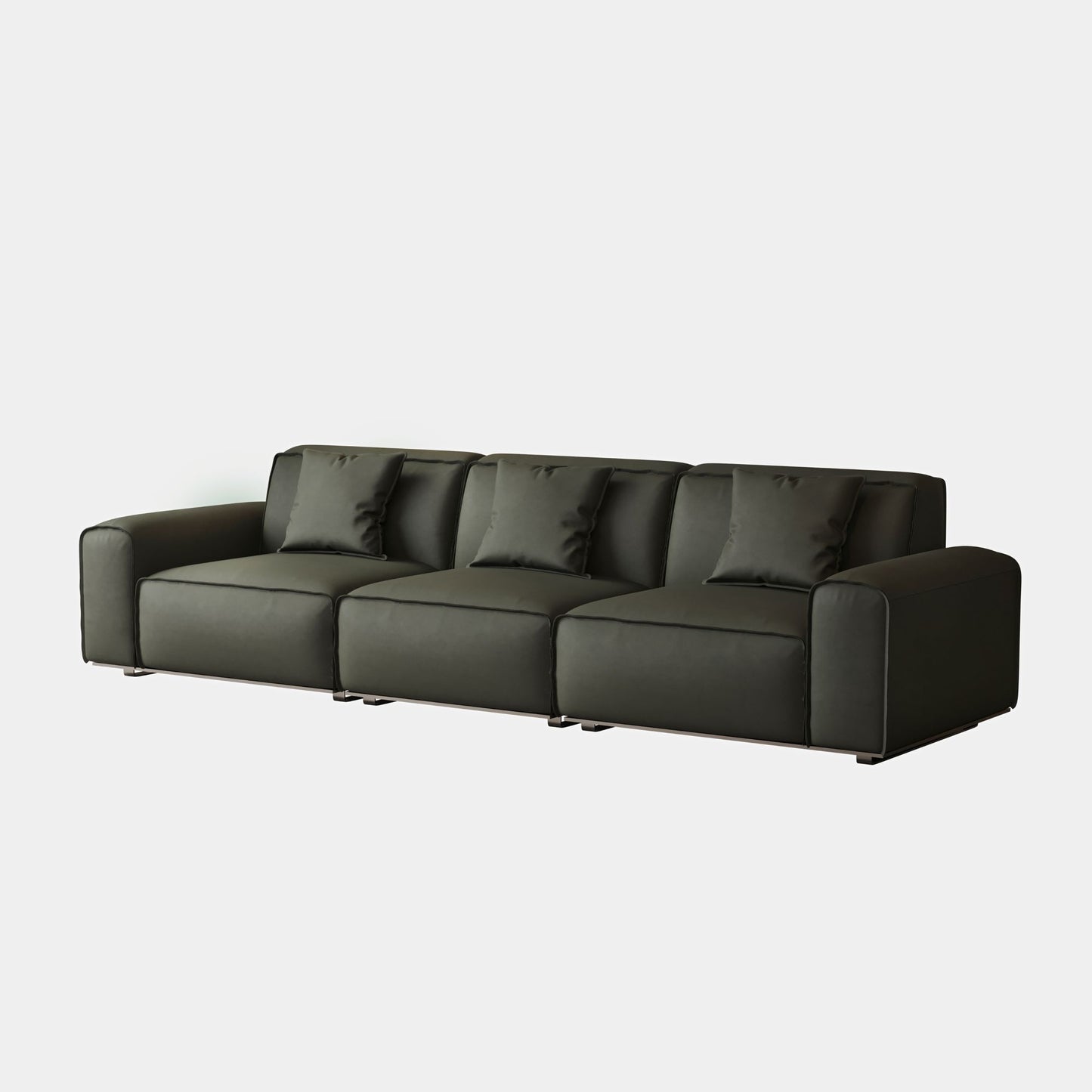 Colby dark green top grain half leather 3 seat sofa