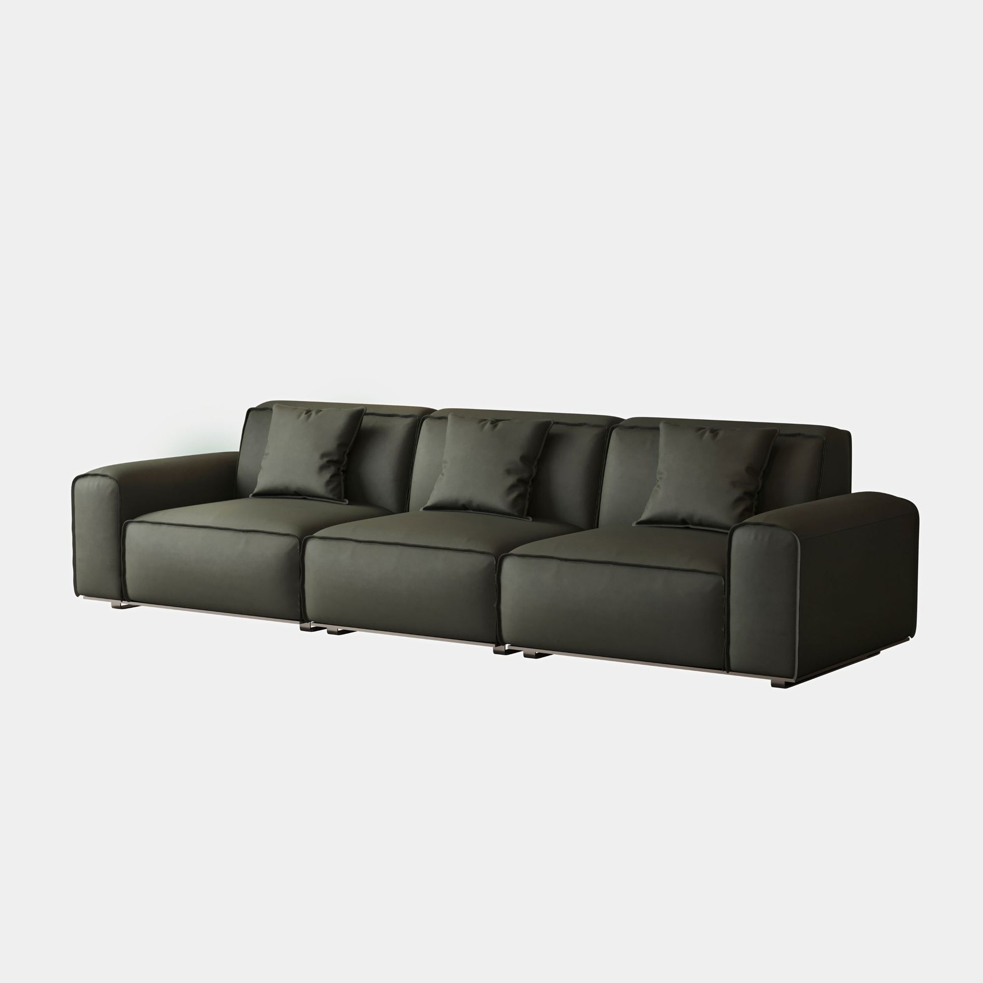 Colby dark green top grain half leather 3 seat sofa