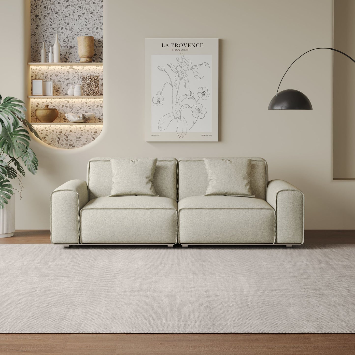 Colby white polyester blend 2 seat fabric sofa