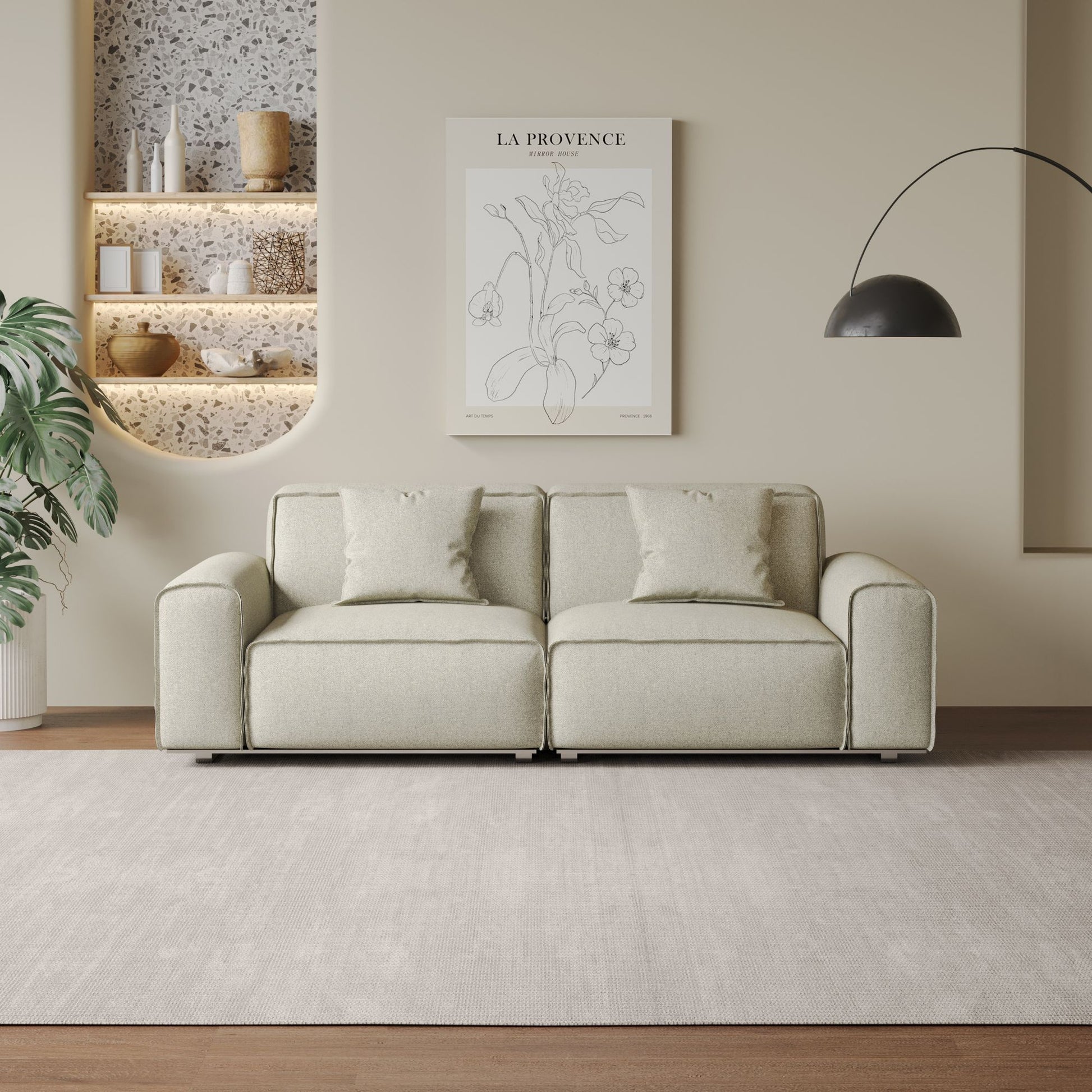 Colby white polyester blend 2 seat fabric sofa