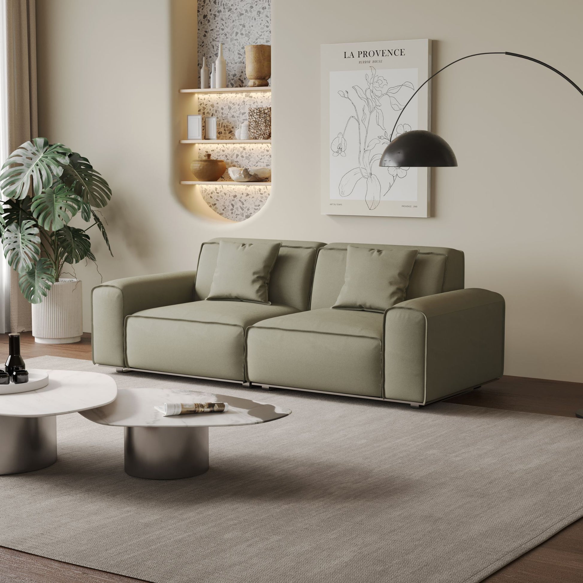 Colby white top grain half leather 2 seat sofa