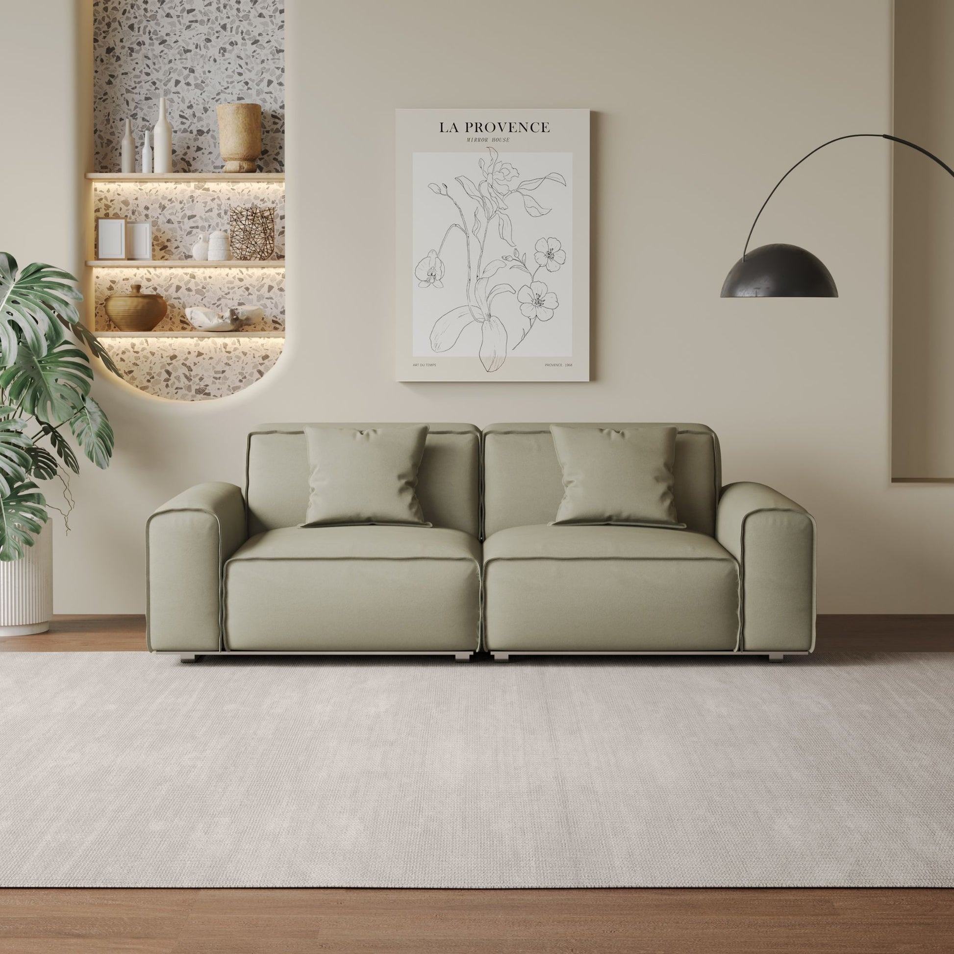 Colby white top grain half leather 2 seat sofa