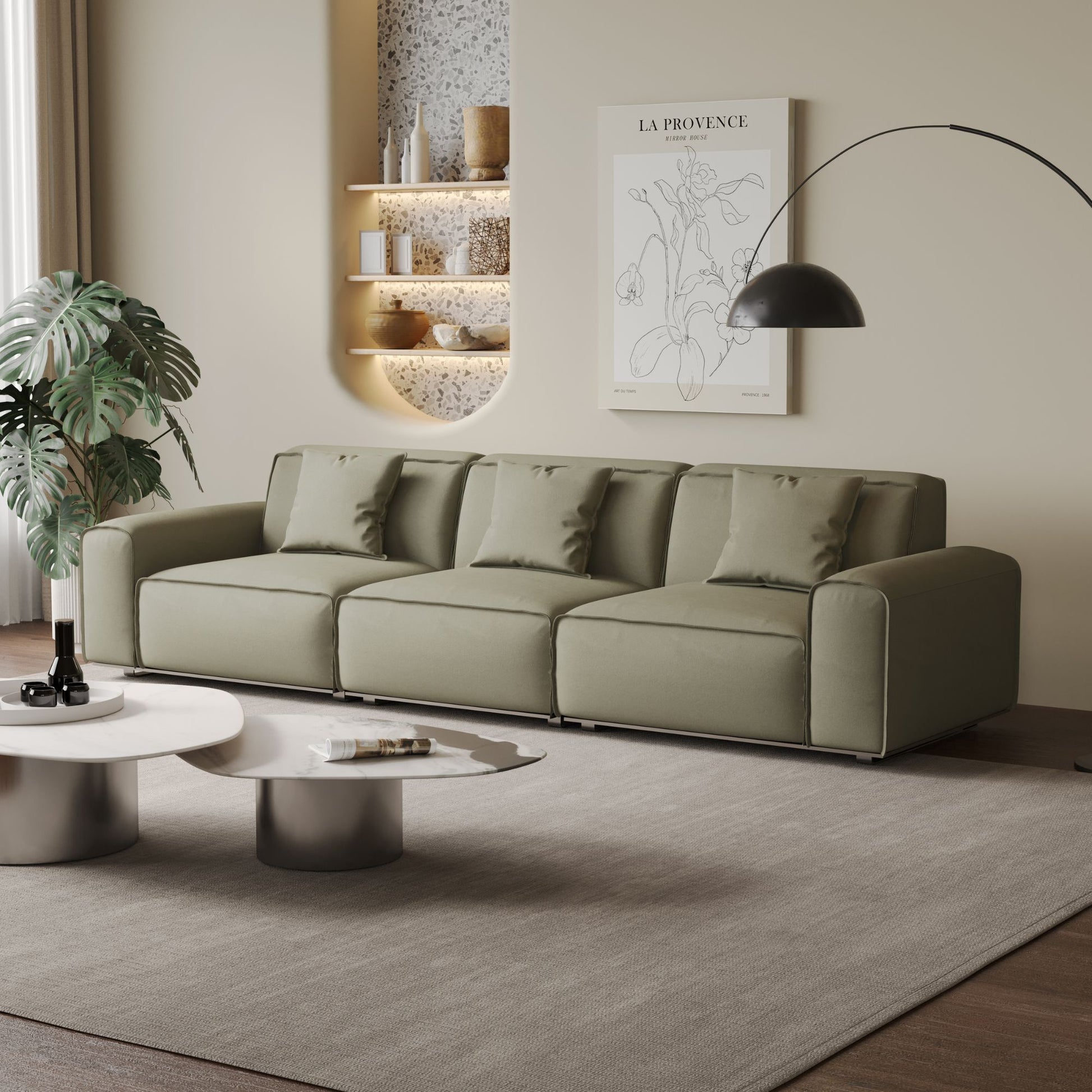 Colby white top grain half leather 3 seat sofa