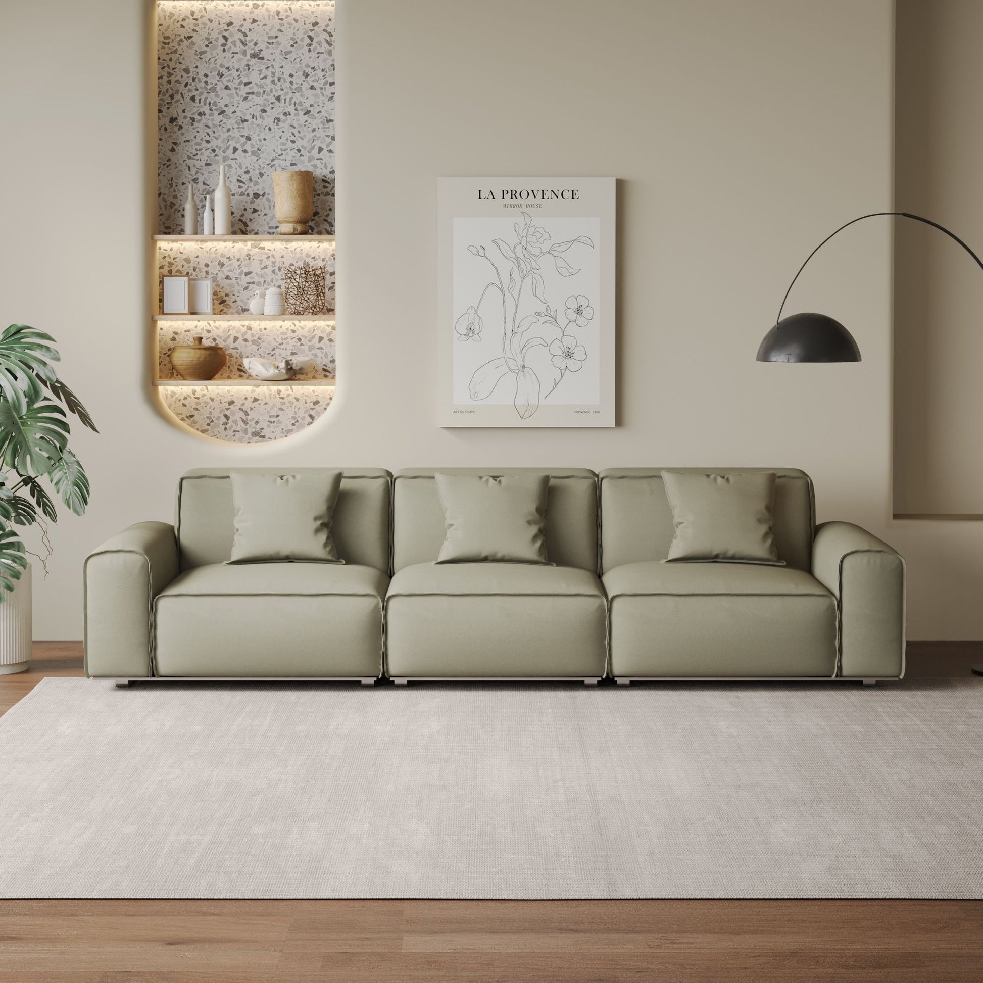Colby white top grain half leather 3 seat sofa