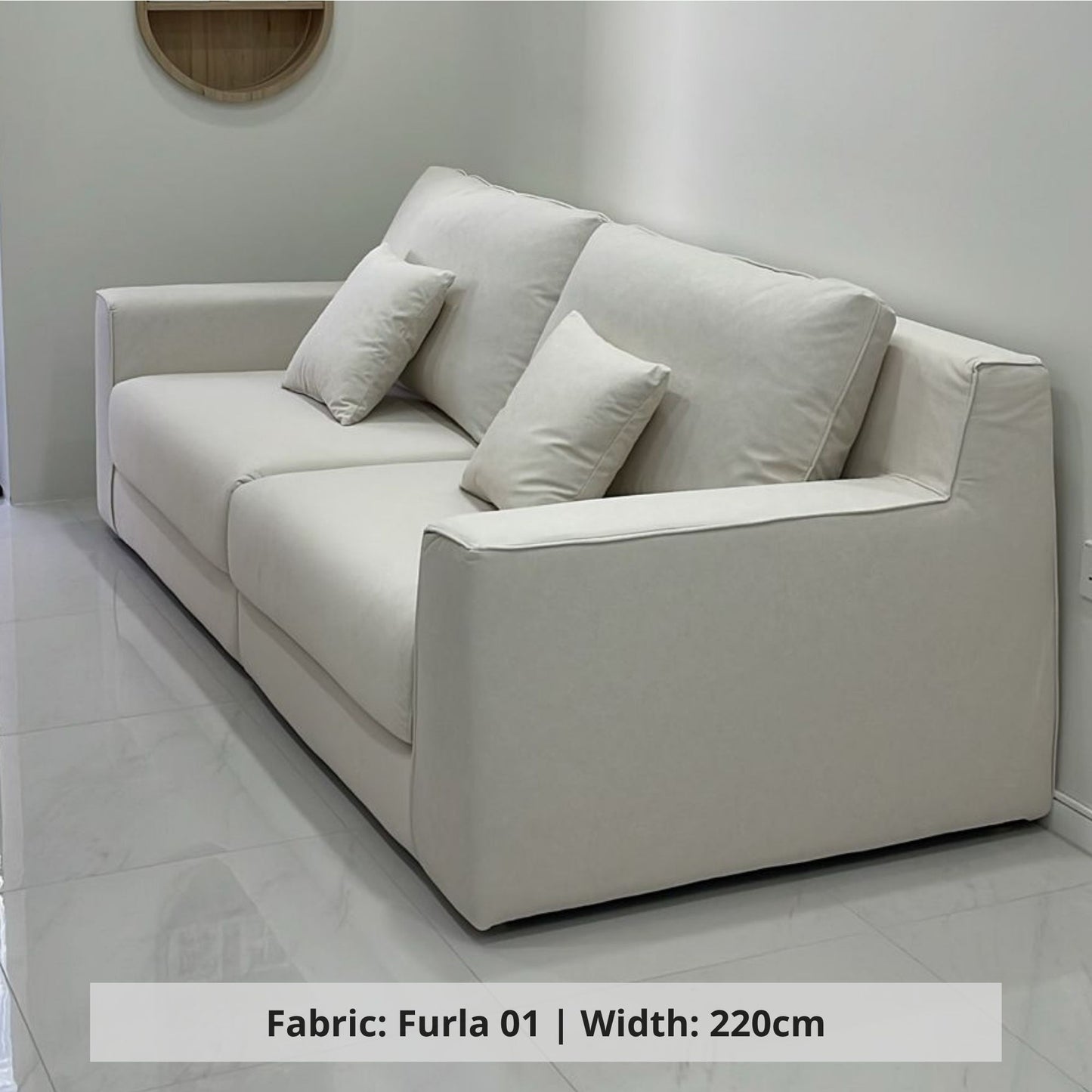Comfort 220cm white pet friendly fabric sofa sample (Other)