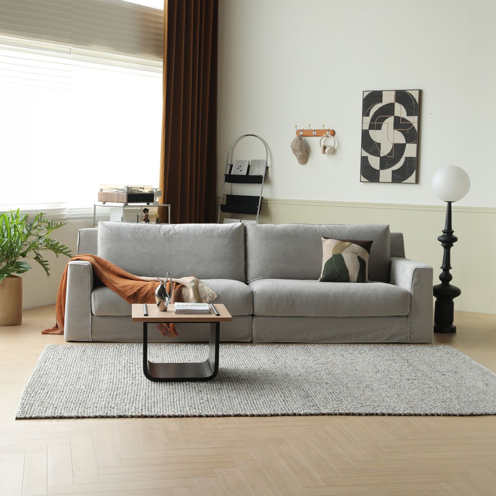 Comfort grey fabric sofa