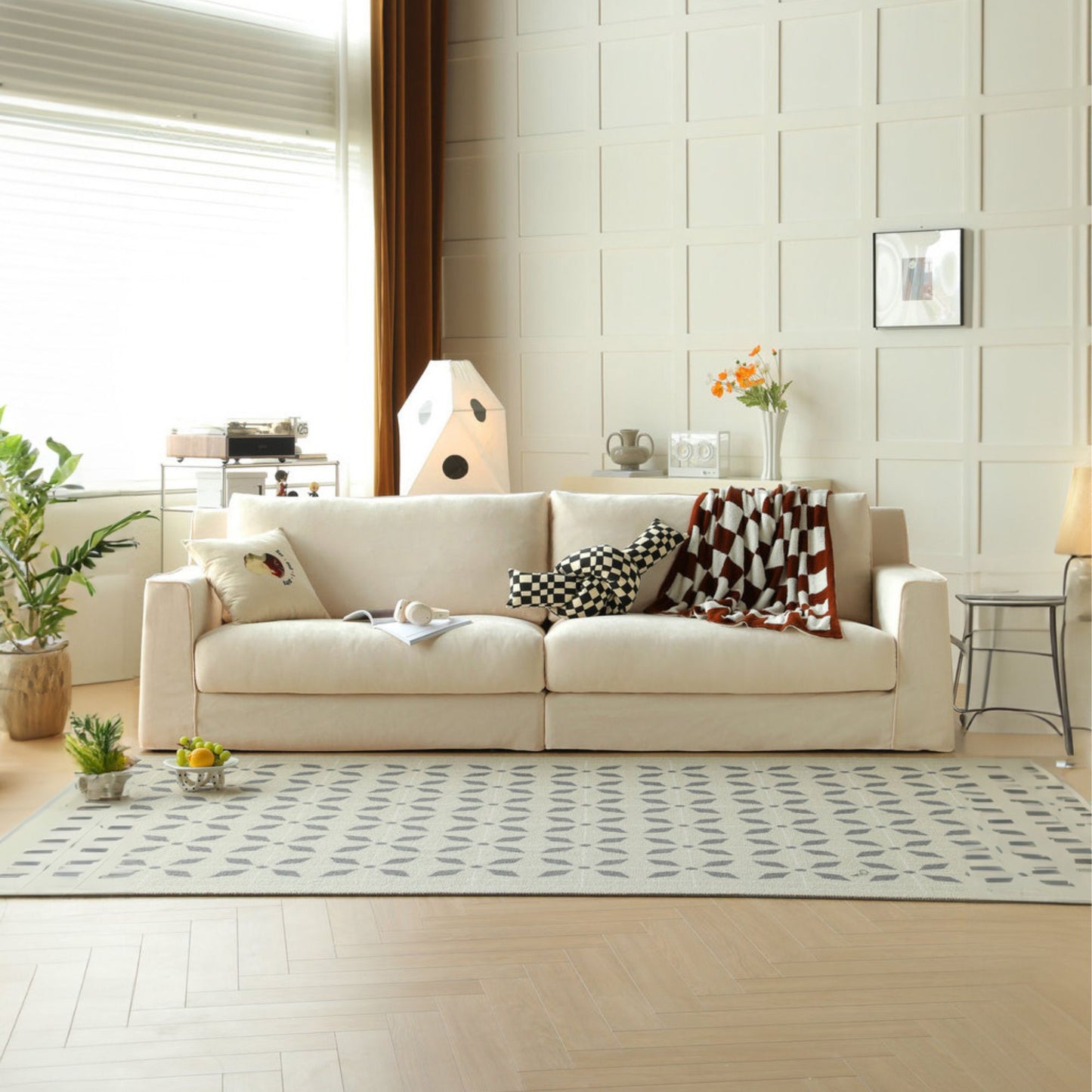 Comfort white fabric sofa