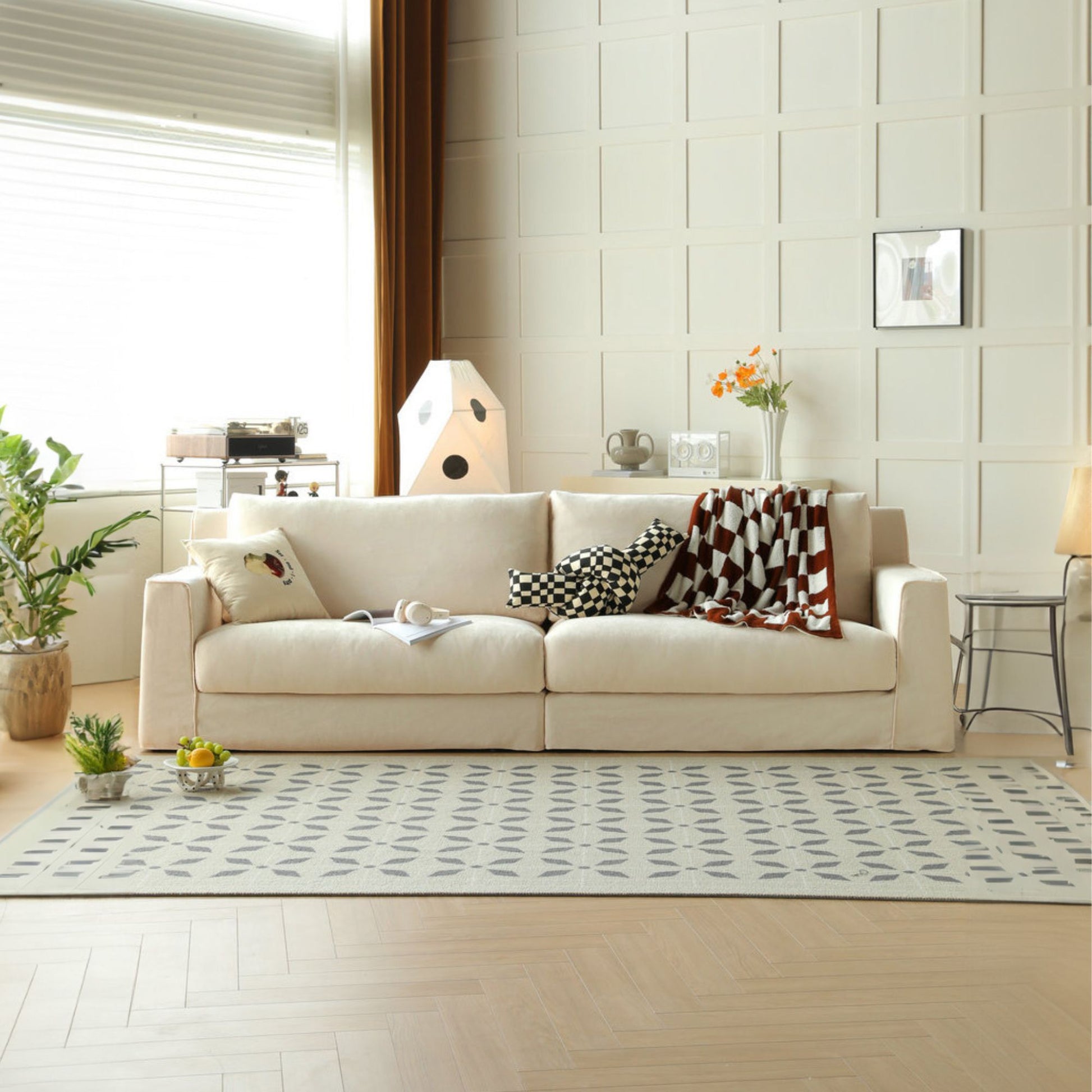 Comfort white fabric sofa