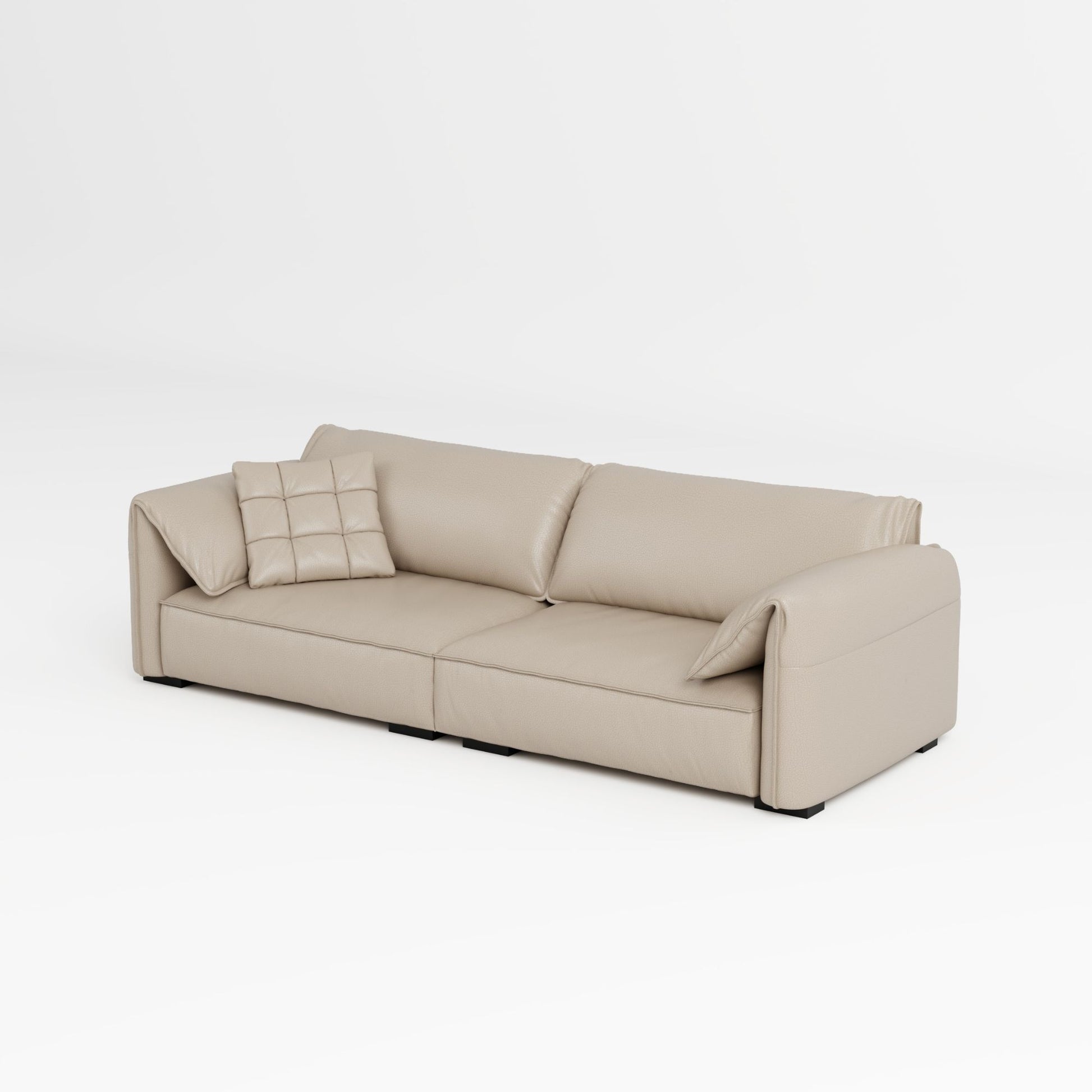 Comfy beige top grain full leather sofa