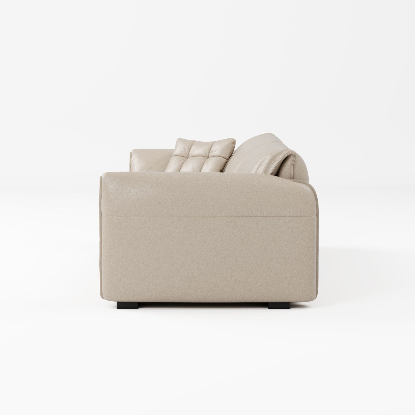 Comfy beige top grain full leather sofa