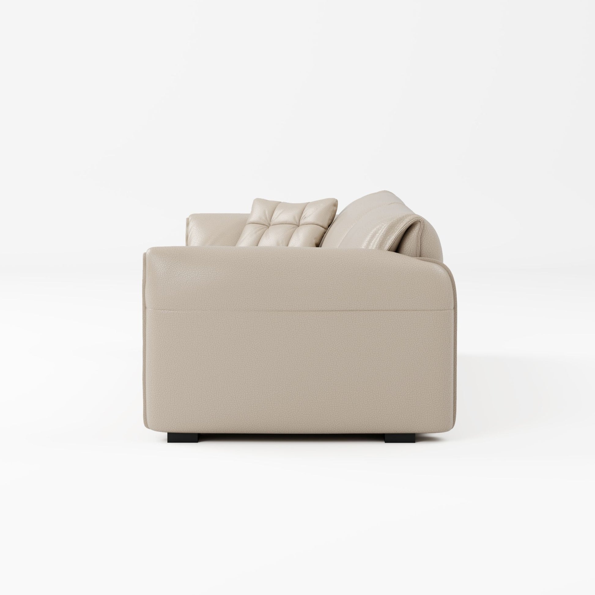 Comfy beige top grain full leather sofa