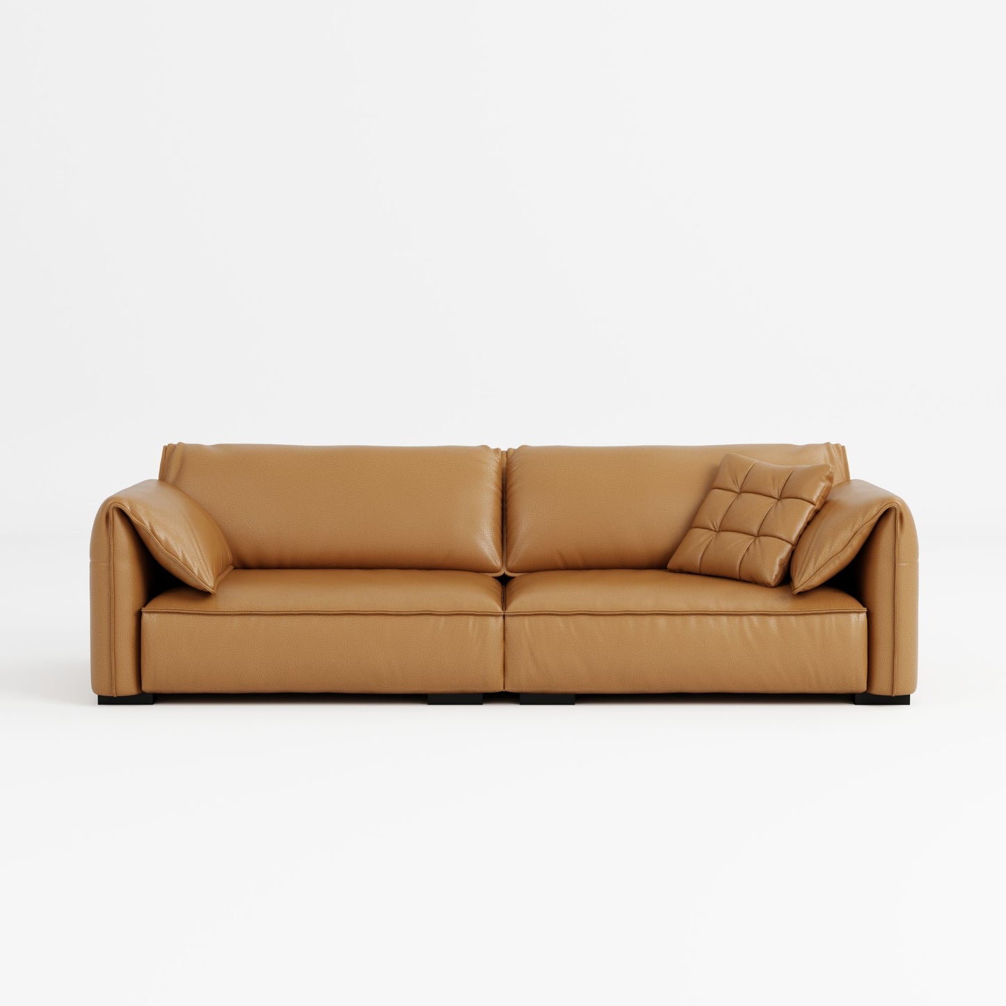 Comfy brown top grain full leather sofa