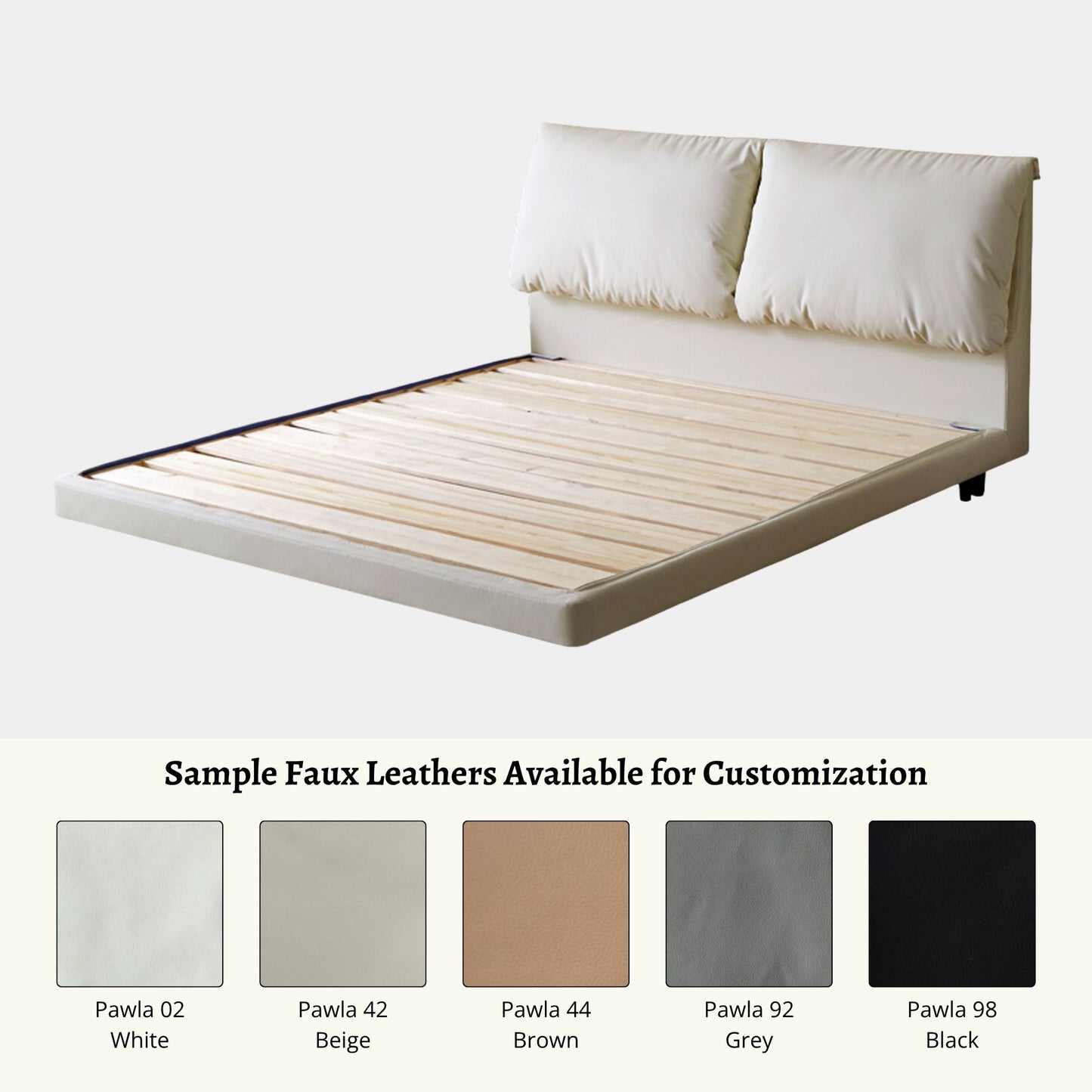 Comfy faux leather bed frame customization samples (Other)