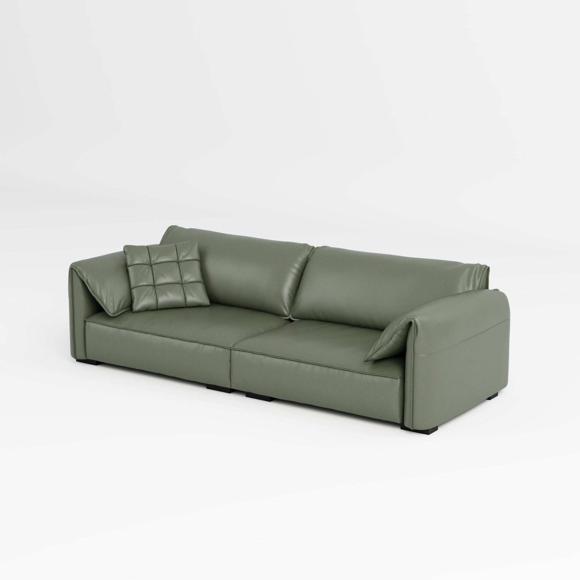 Comfy green top grain full leather sofa
