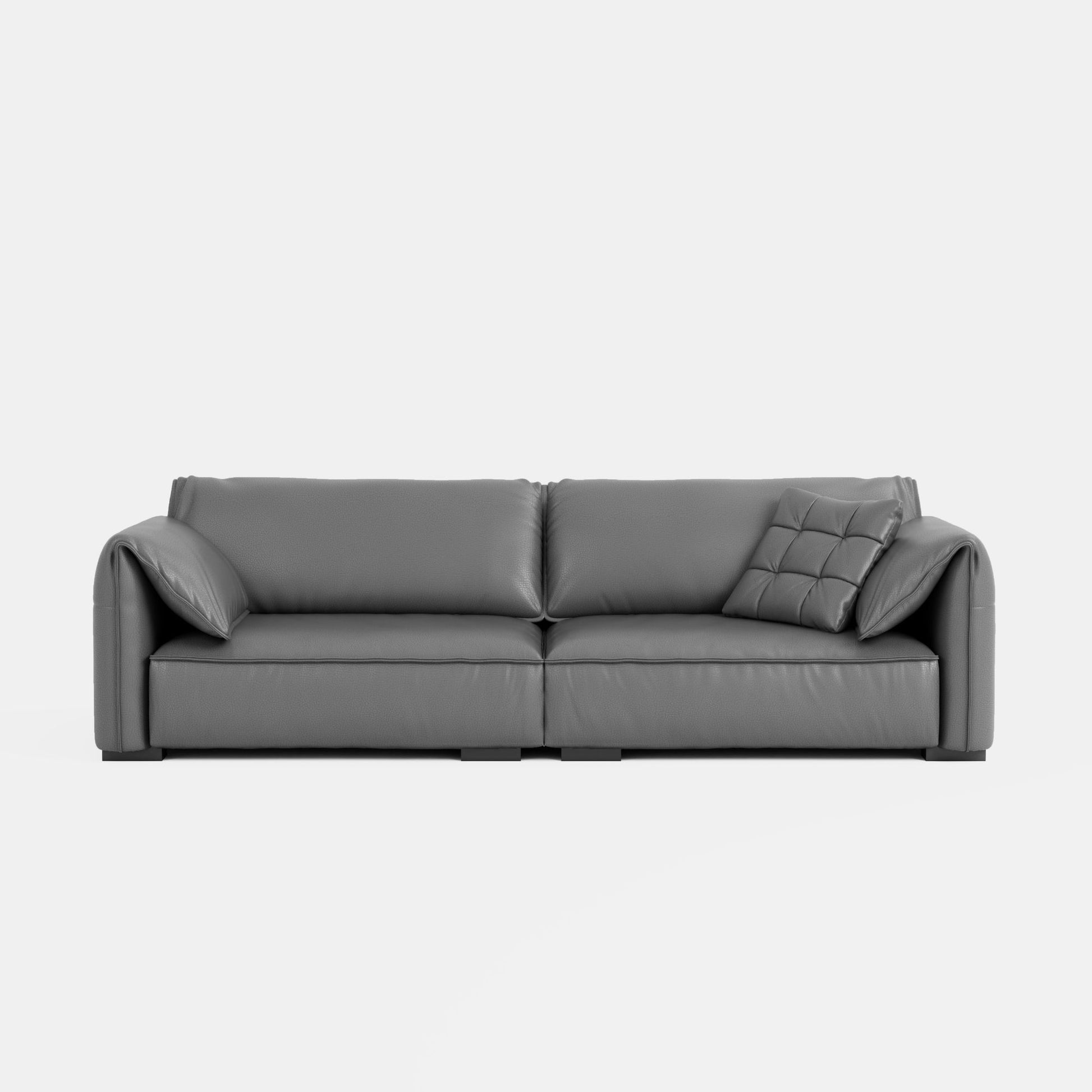 Comfy grey top grain half leather sofa