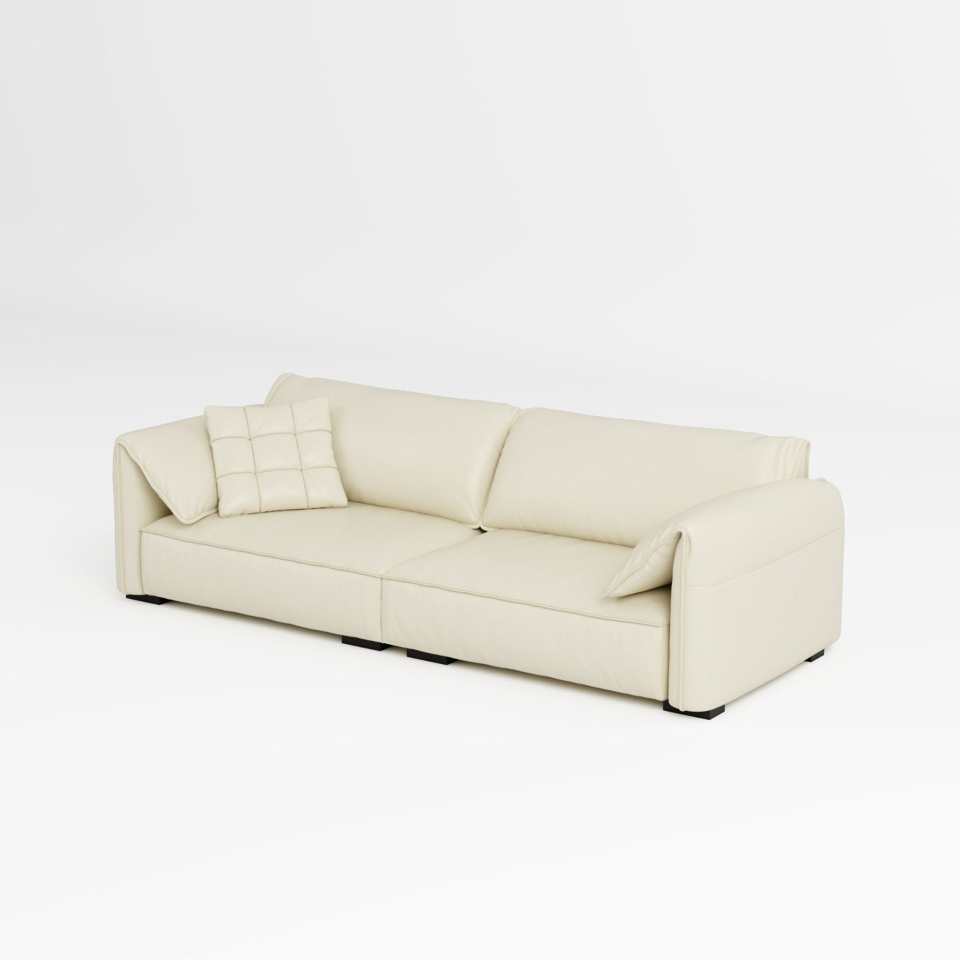 Comfy white top grain full leather sofa