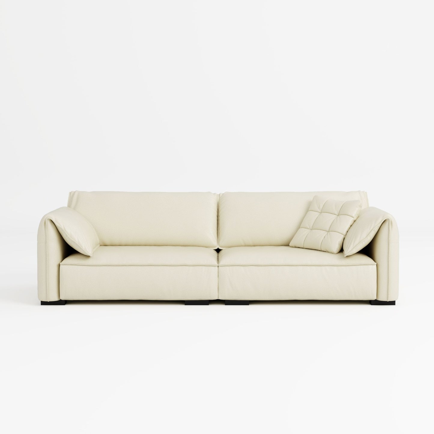 Comfy white top grain full leather sofa