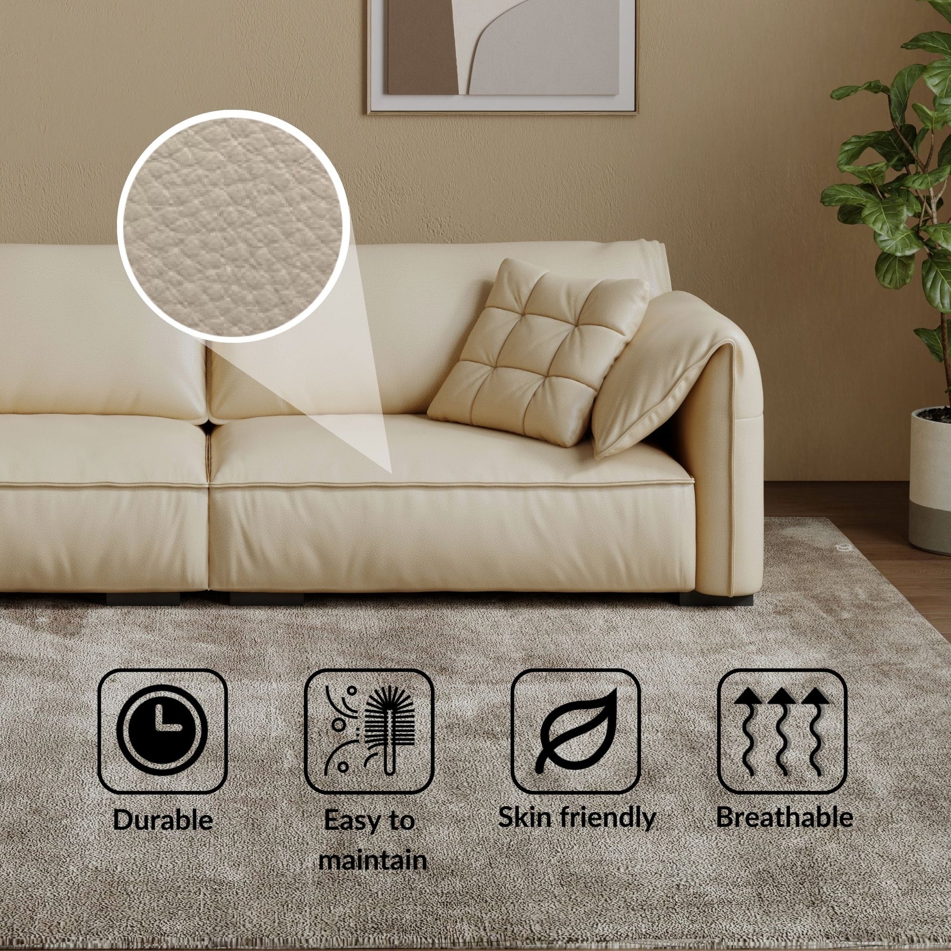 Comfy white top grain full leather sofa