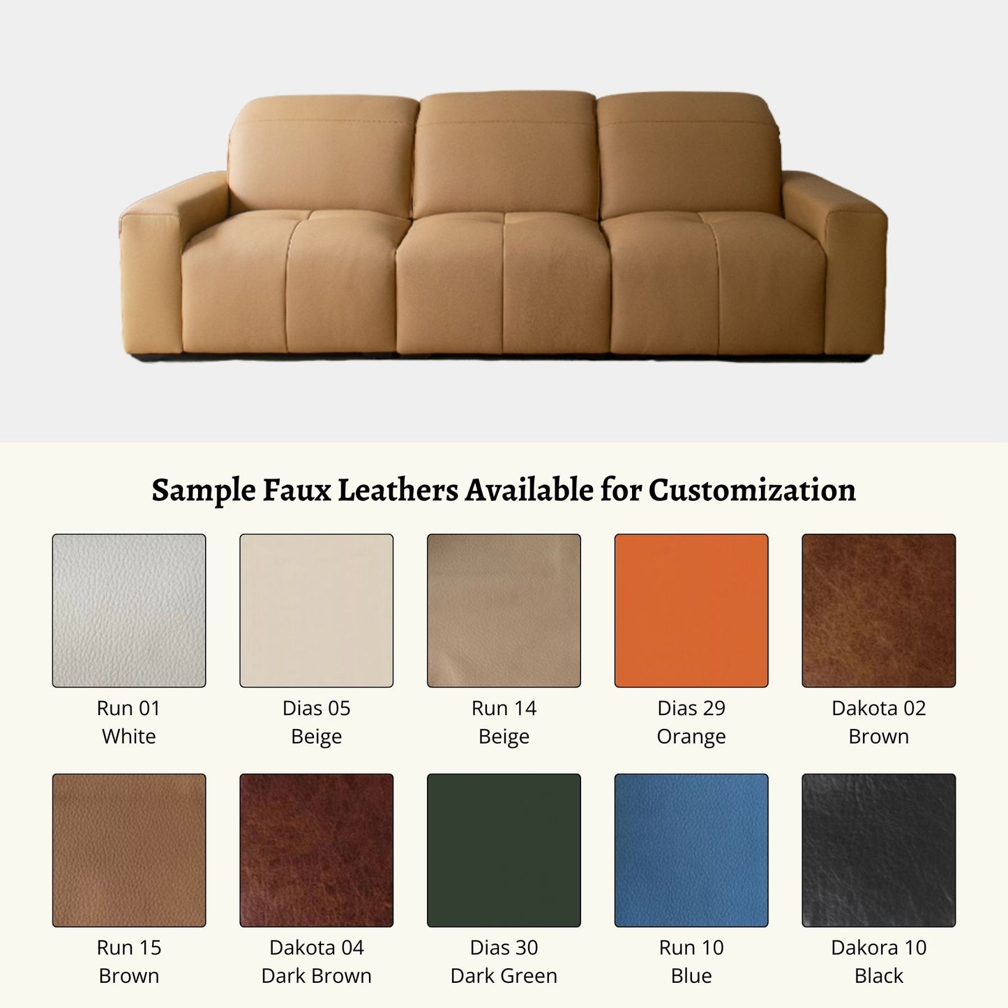 Cove faux leather sofa customization faux leather colour sample options (Other)