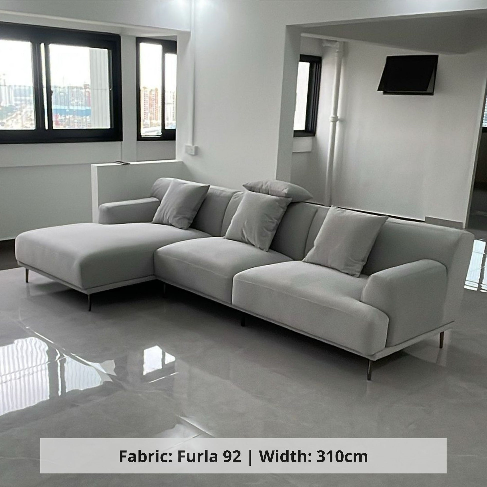 Crystal 5 seater L shape sectional sofa in grey pet friendly fabric (Other)