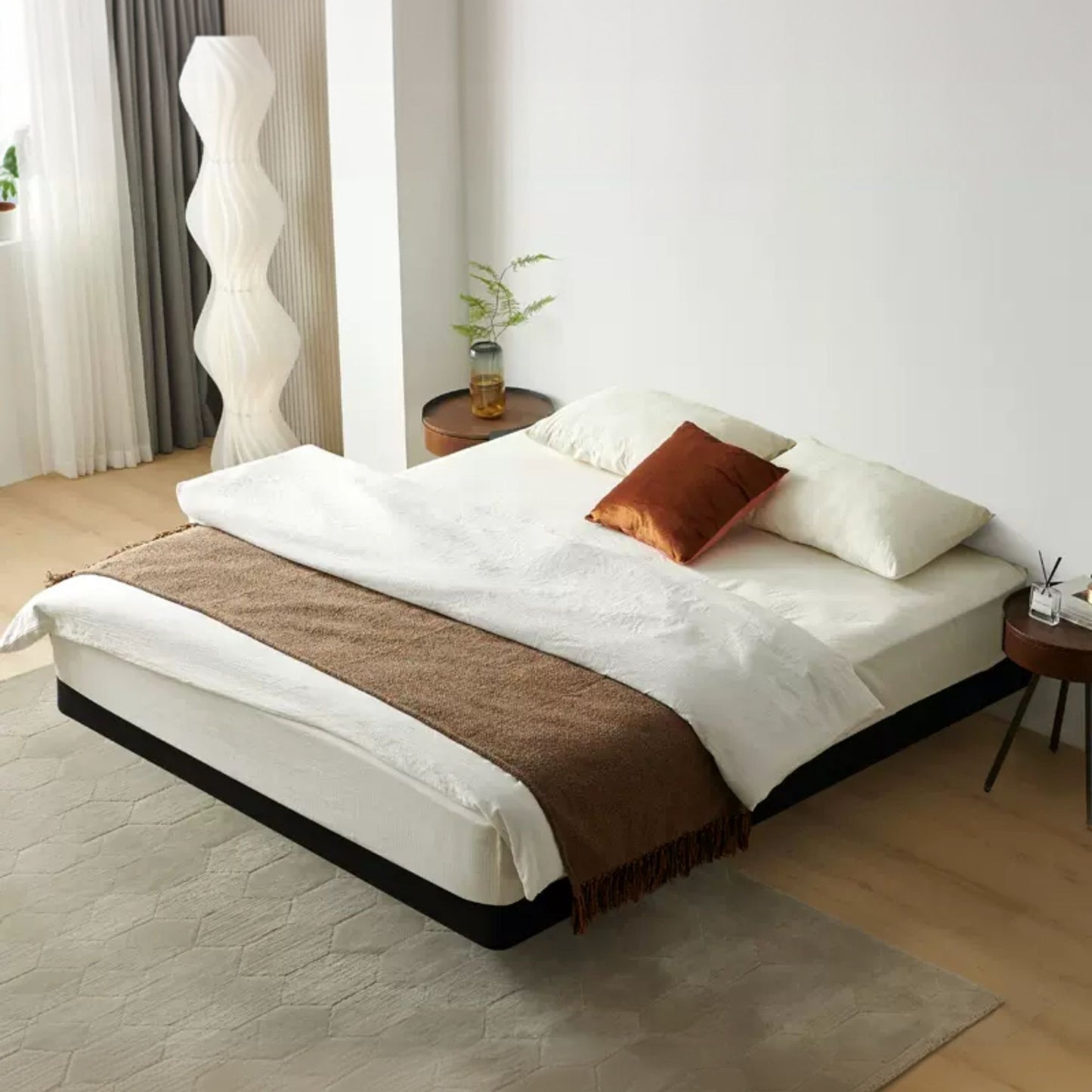 Crystal fabric bed frame black