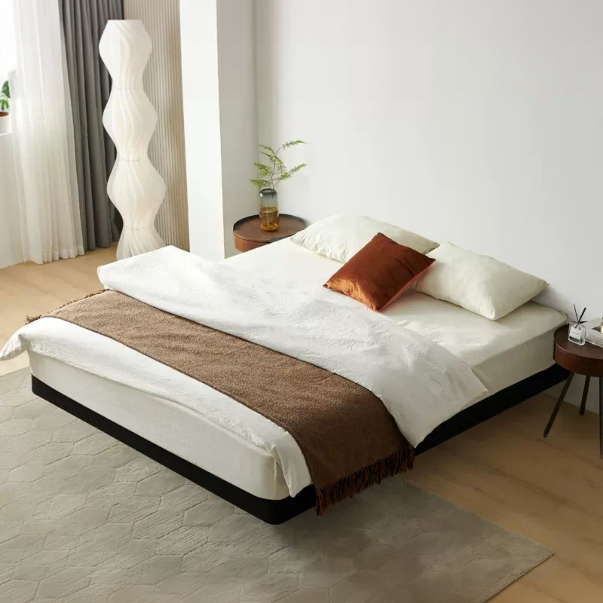 Crystal fabric bed frame black